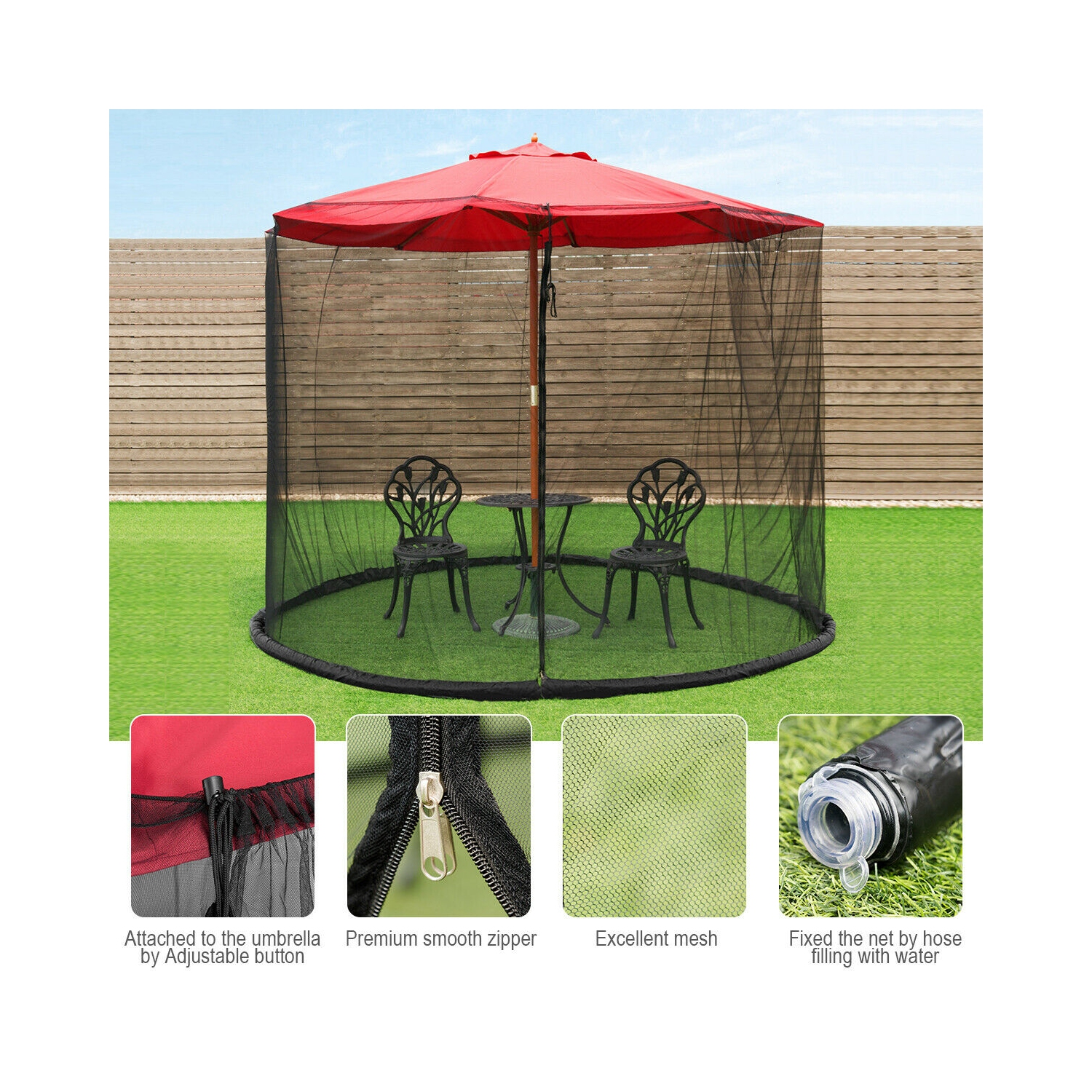 Gymax 9/10FT Umbrella Table Screen Cover Mosquito Bug Insect Net Outdoor Patio Netting
