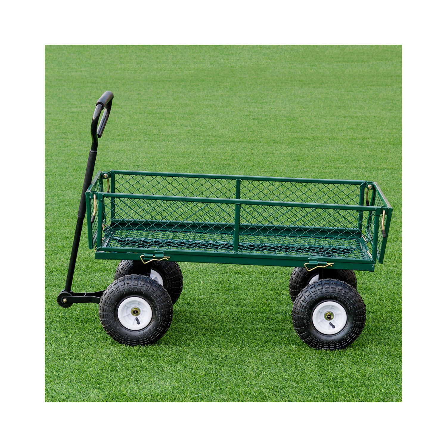Gymax Heavy Duty Lawn Garden Utility Cart Wagon Wheelbarrow Steel Trailer