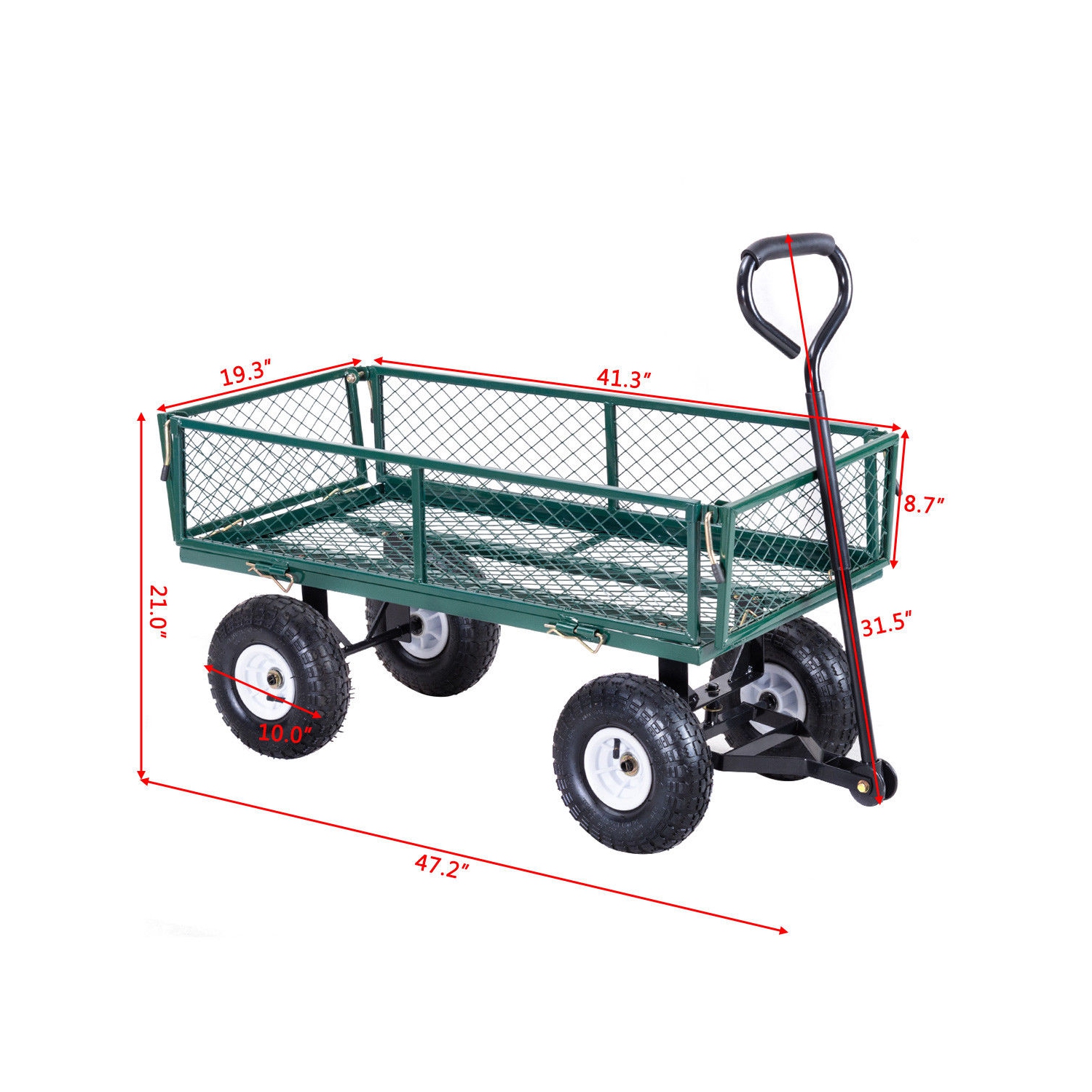 Gymax Heavy Duty Lawn Garden Utility Cart Wagon Wheelbarrow Steel Trailer