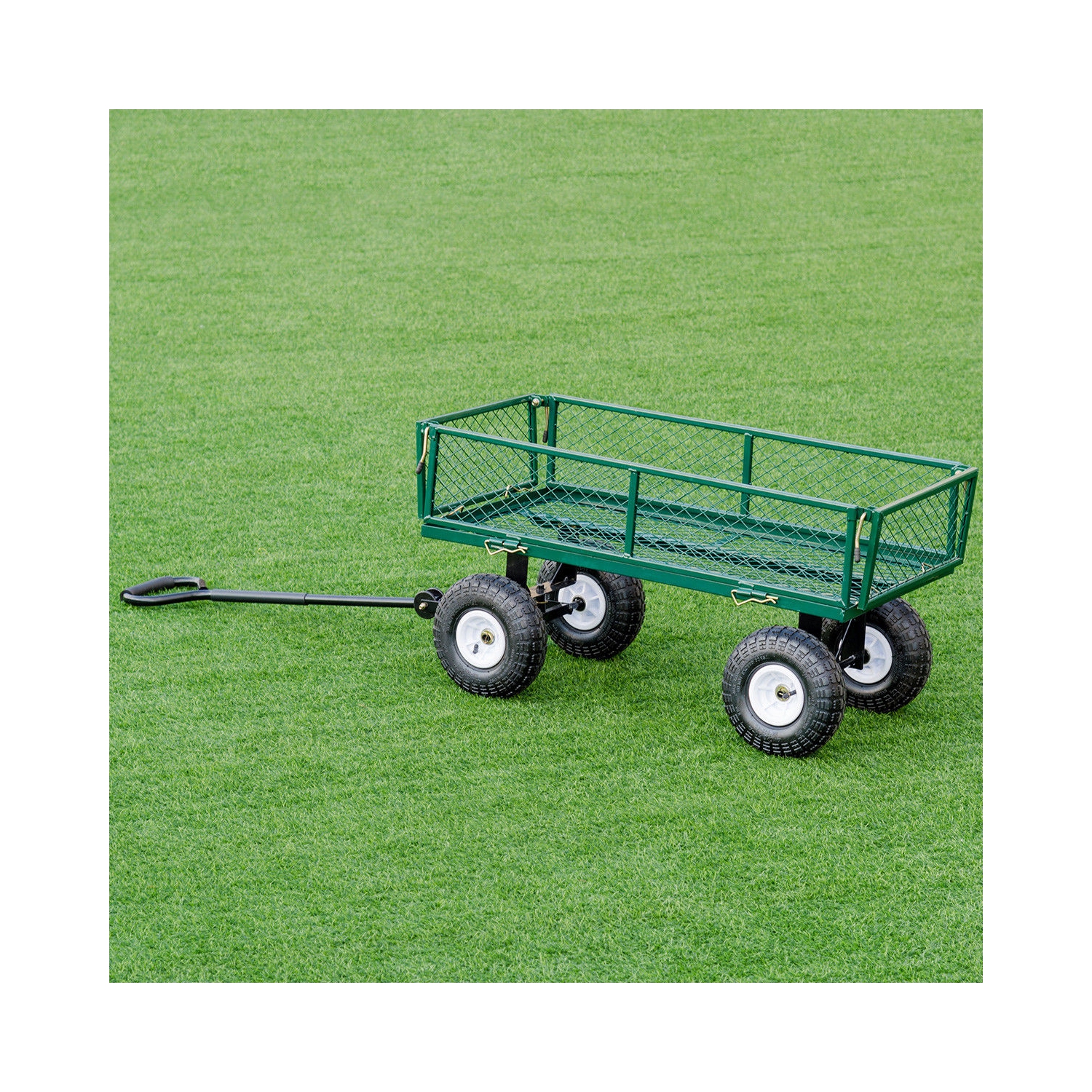Gymax Heavy Duty Lawn Garden Utility Cart Wagon Wheelbarrow Steel Trailer