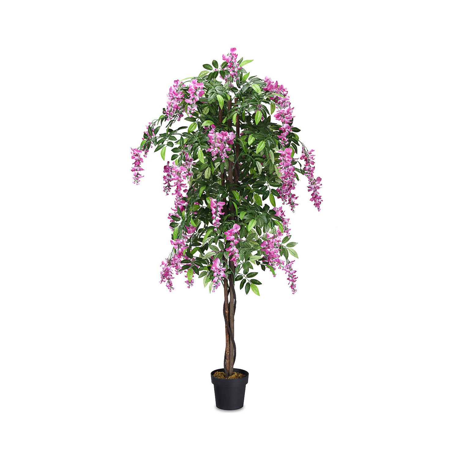 Gymax Artificial Wistera Silk Tree Pink Flower 6 Feet Home Holiday Decor