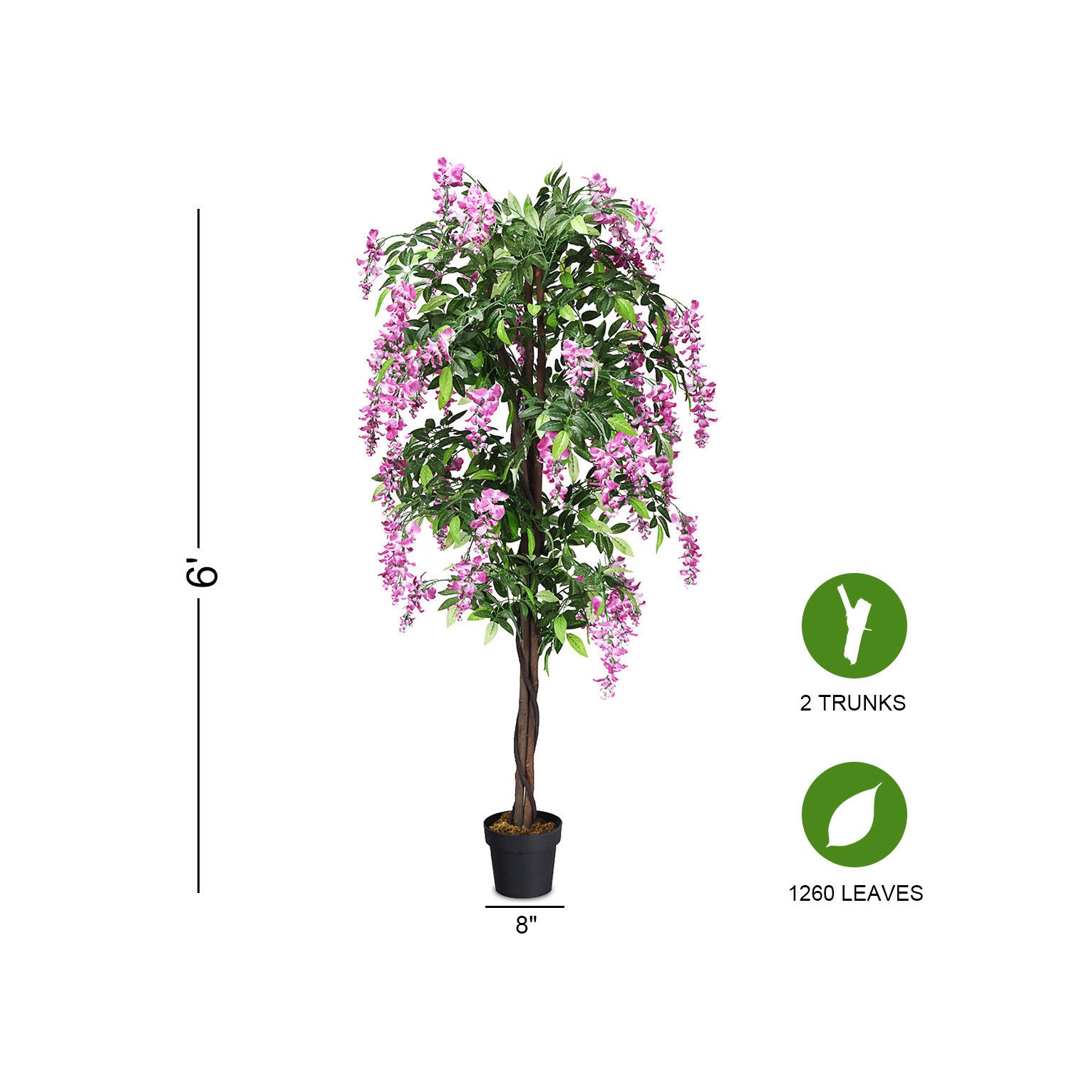 Gymax Artificial Wistera Silk Tree Pink Flower 6 Feet Home Holiday Decor