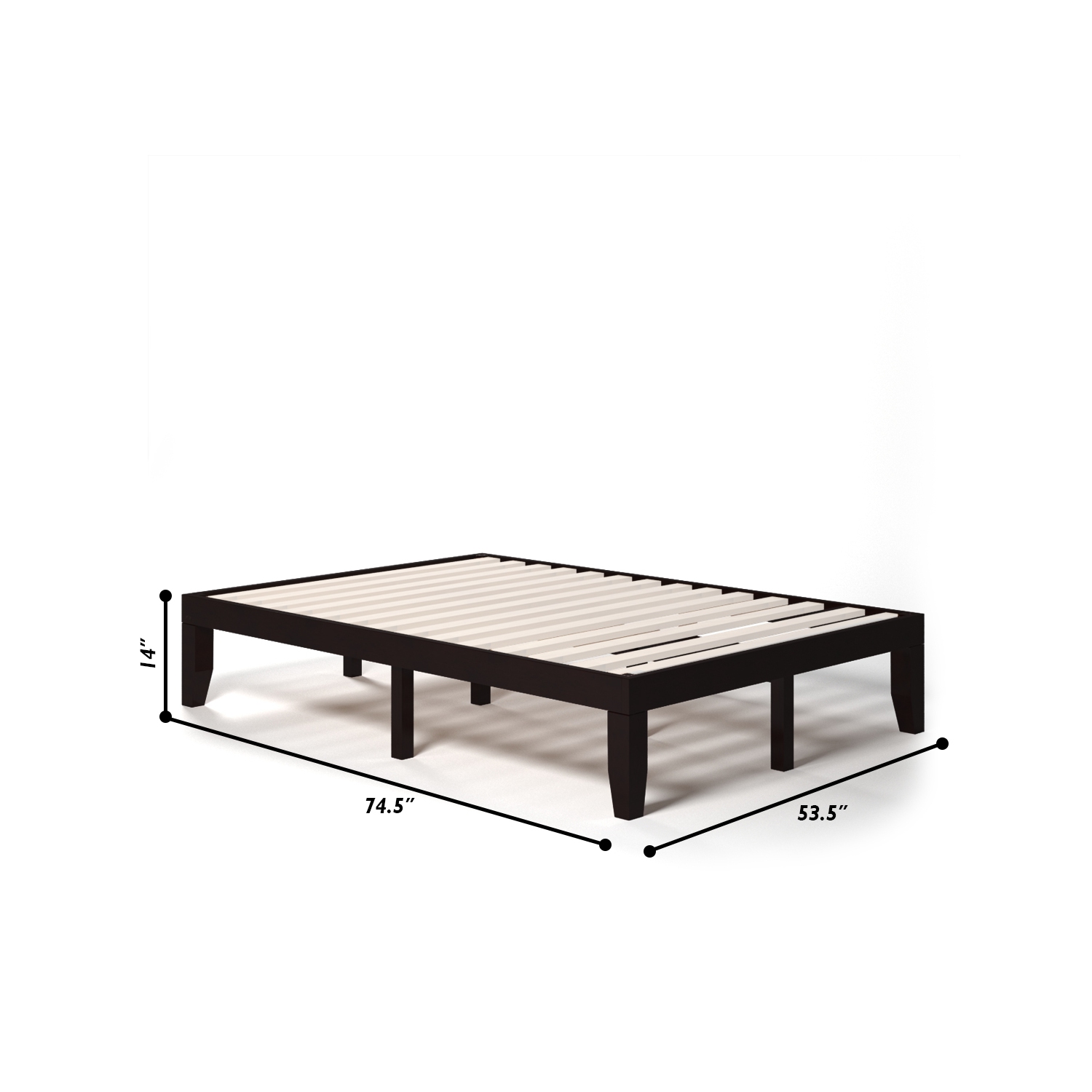 Gymax 14'' Full Size Wooden Platform Bed Frame w/ Strong Slat Support