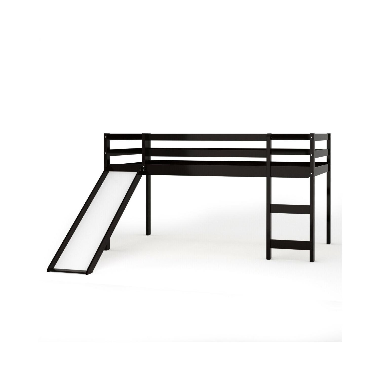 Lit loft avec tobogan en bois Lit loft bas et robuste pour les enfants Chambre à coucher marque Gymax