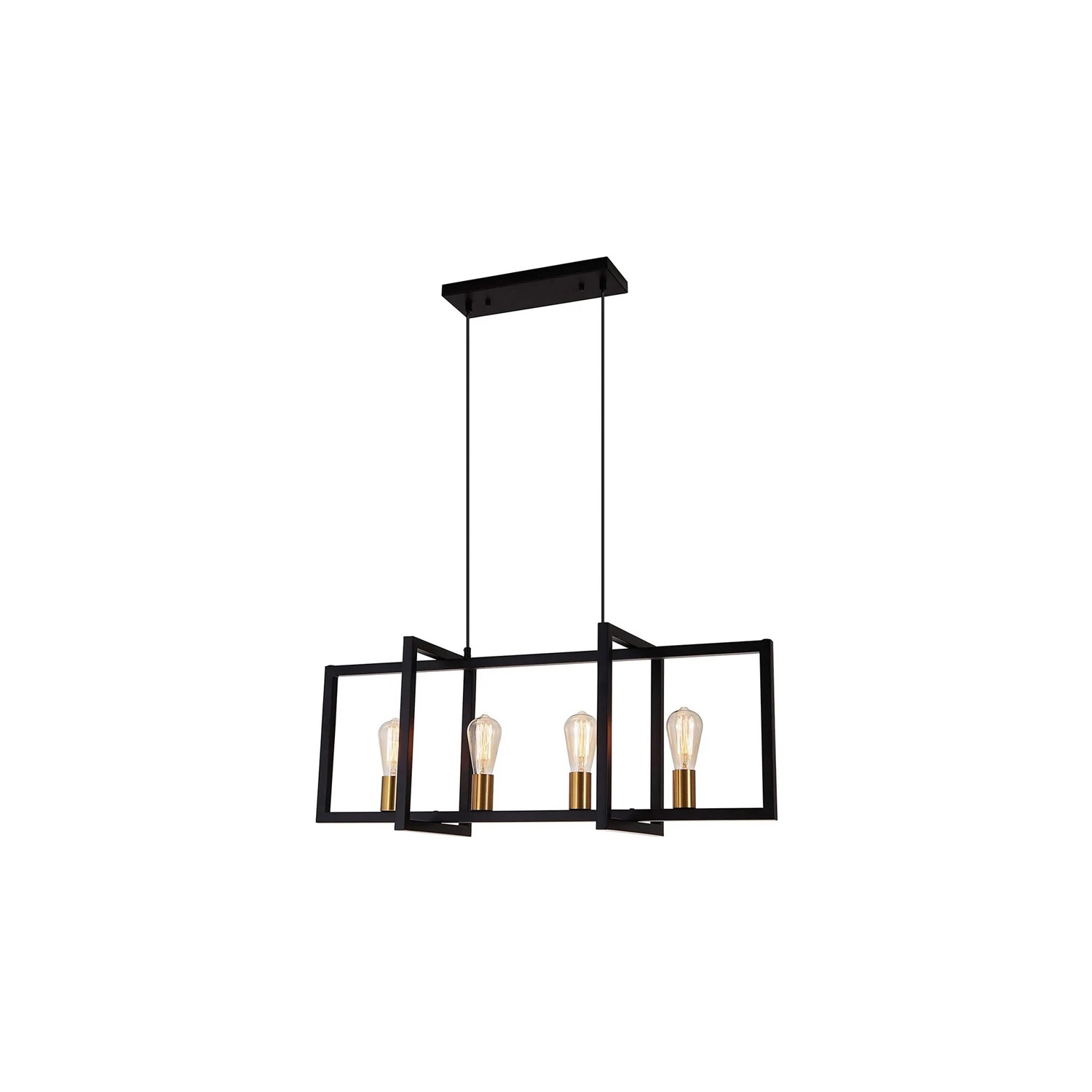 A|M Lighting Modern Black and Gold farmhouse style Chandelier