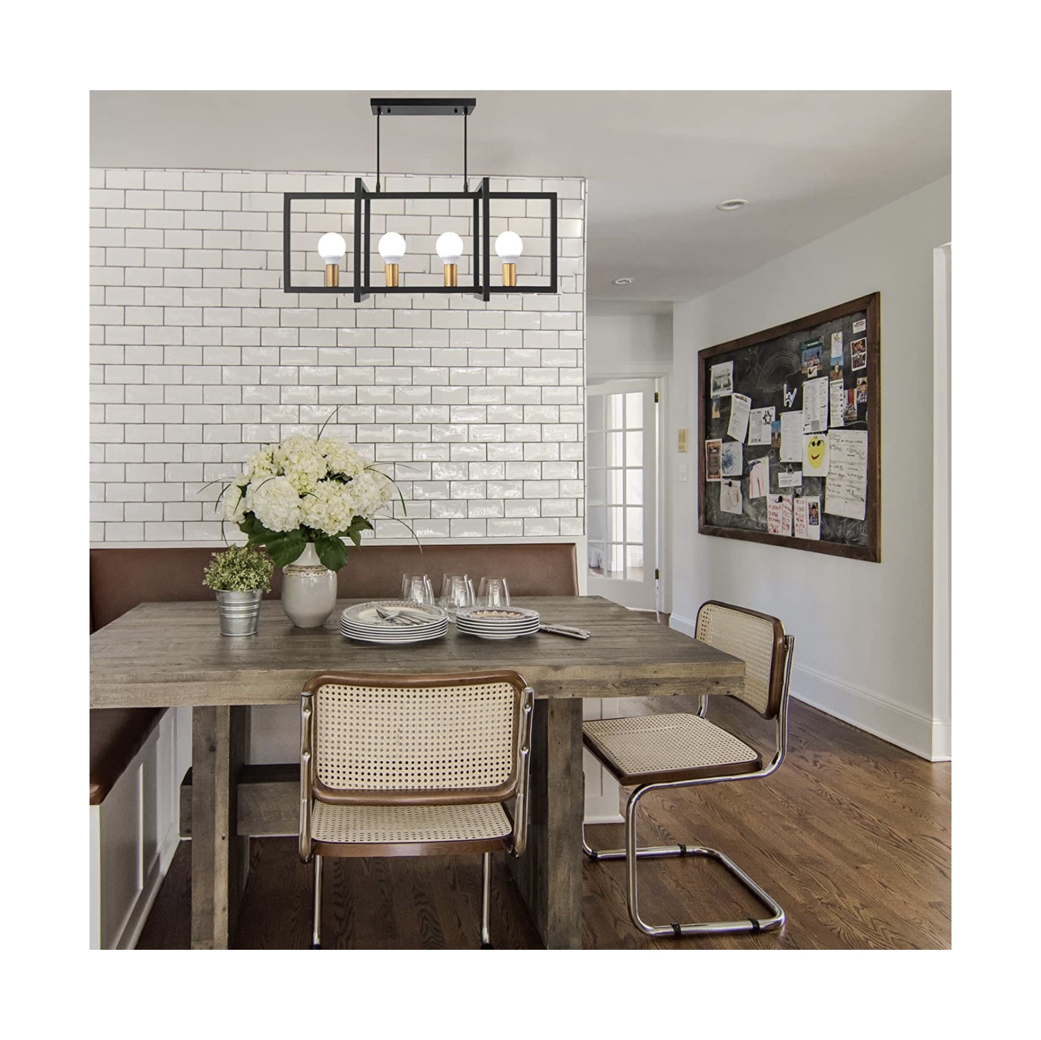 A|M Lighting Modern Black and Gold farmhouse style Chandelier