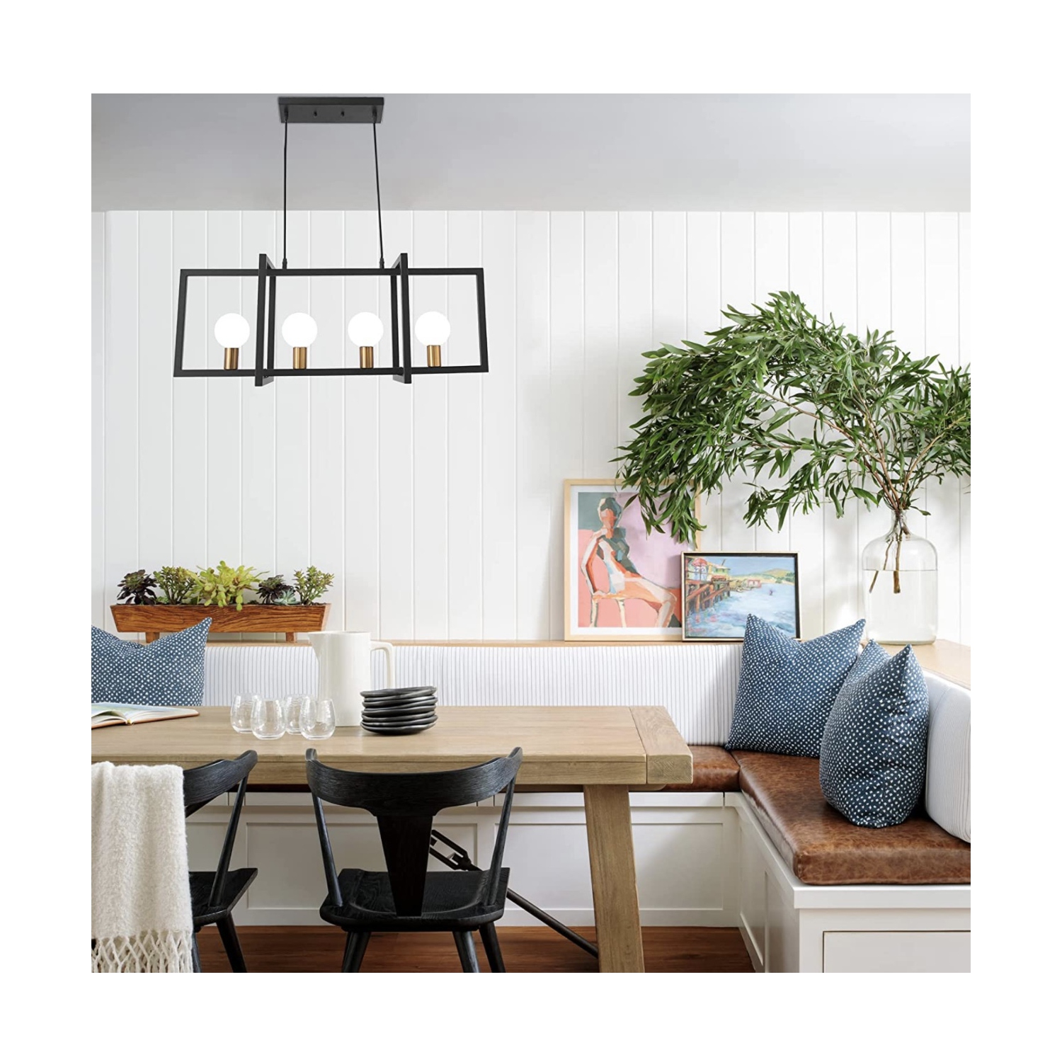 A|M Lighting Modern Black and Gold farmhouse style Chandelier