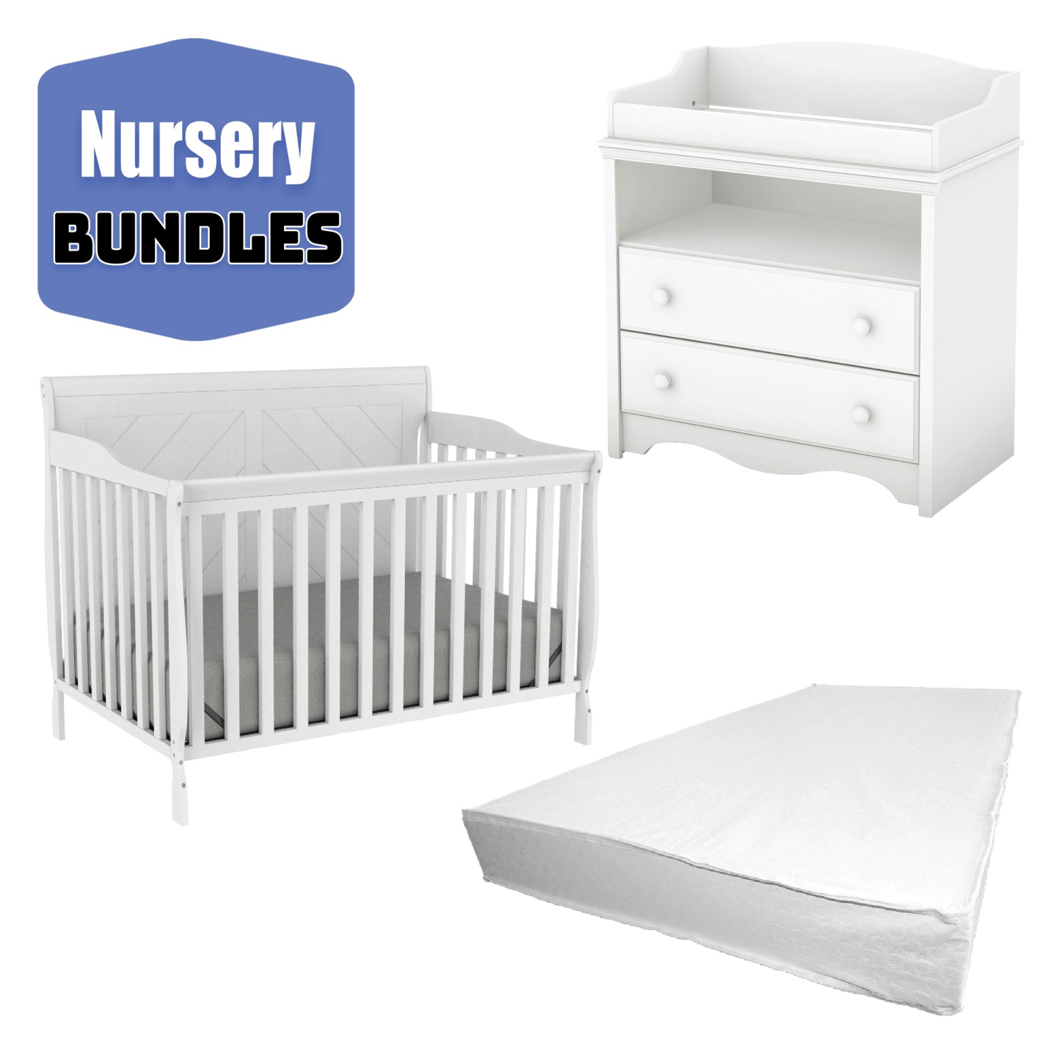 Ensemble 112 pour chambre de bébé de beello, lit de bébé transformable et table à langer