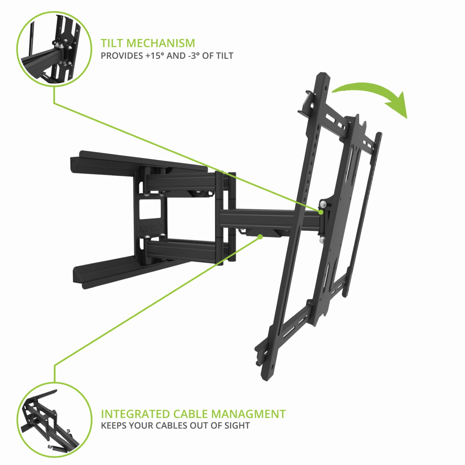 Kanto PDX650SG Support de téléviseur extérieur en acier inoxydable à mouvement complet et à deux montants pour les téléviseurs de 37 à 75 pouces