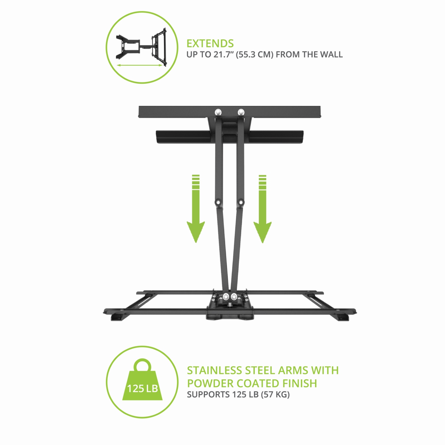 Kanto PDX650SG Support de téléviseur extérieur en acier inoxydable à mouvement complet et à deux montants pour les téléviseurs de 37 à 75 pouces
