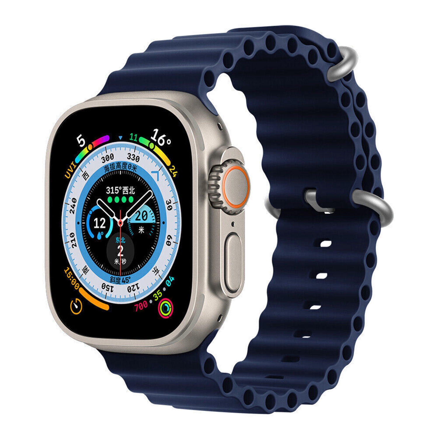 Silicone Ocean Style Replacement Strap Band for Apple Watch iWatch Series 1 to 10 SE Ultra, 38mm 40mm 41mm 42mm(Series 10), Navy
