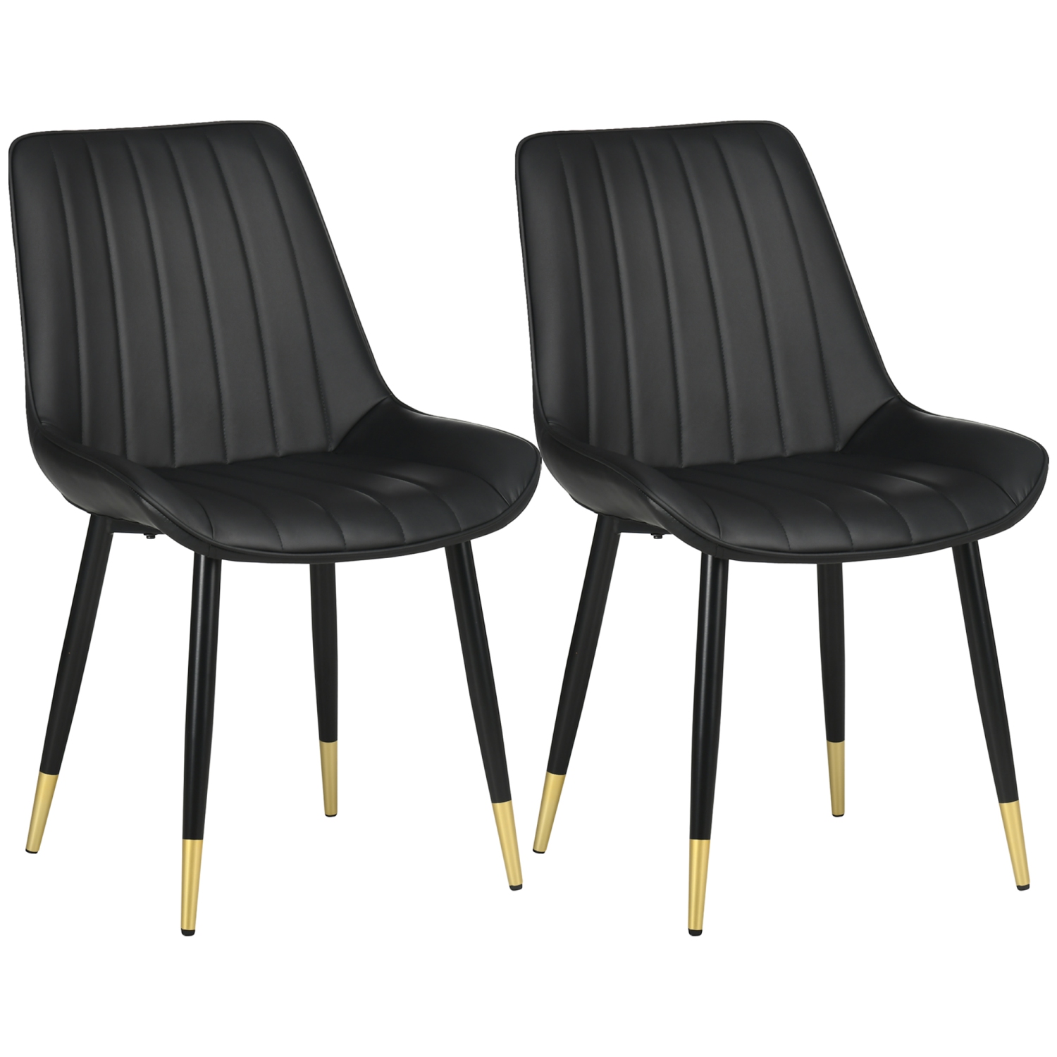 HOMCOM – Ensemble de 2 chaises de salle à manger, chaise de cuisine moderne avec revêtement en similicuir de polyuréthane et pattes en acier, chaises