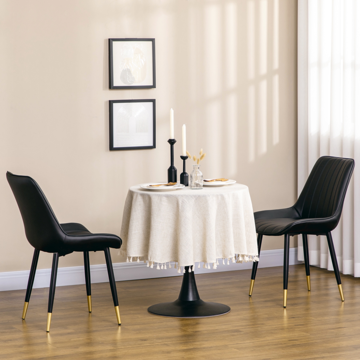 HOMCOM – Ensemble de 2 chaises de salle à manger, chaise de cuisine moderne avec revêtement en similicuir de polyuréthane et pattes en acier, chaises
