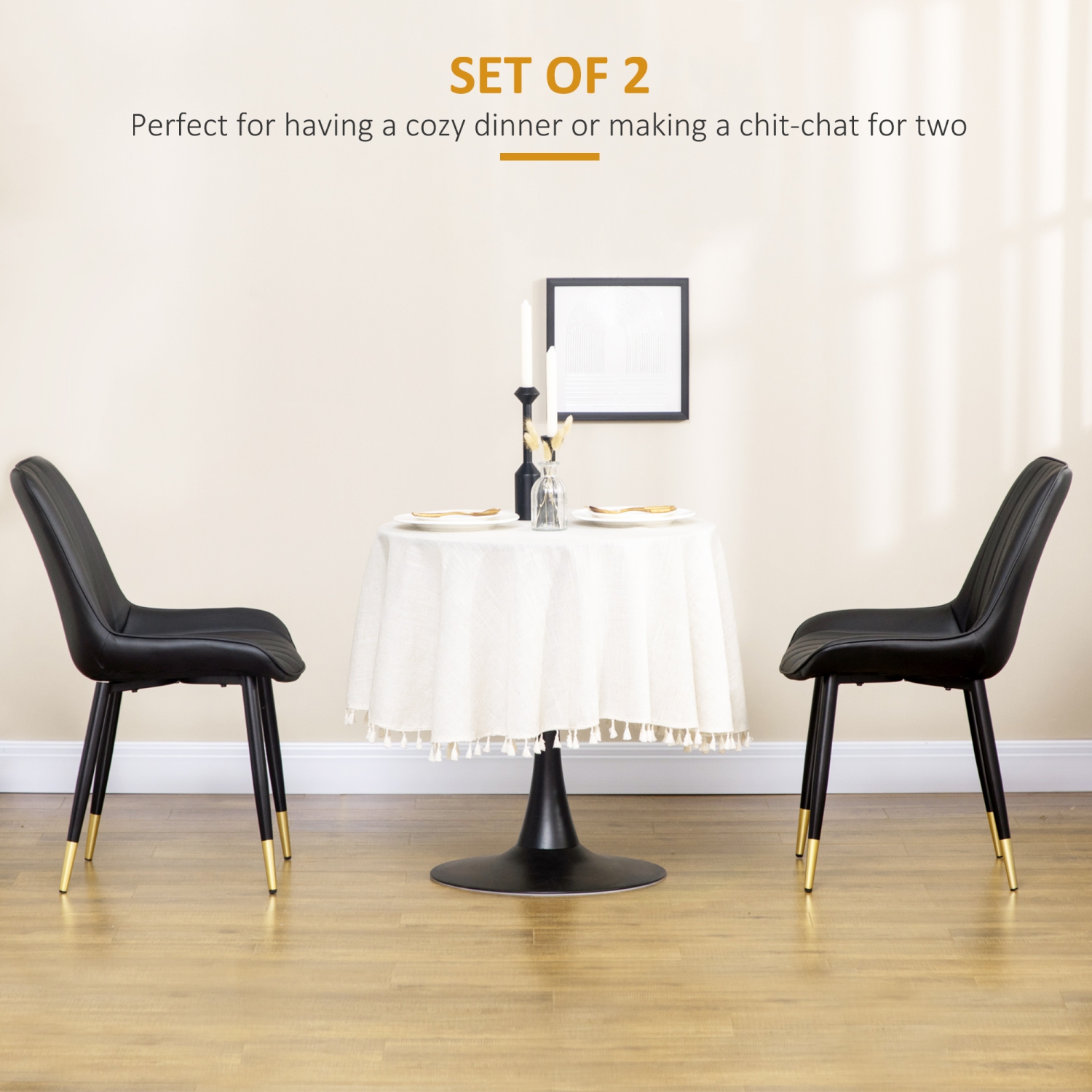 HOMCOM – Ensemble de 2 chaises de salle à manger, chaise de cuisine moderne avec revêtement en similicuir de polyuréthane et pattes en acier, chaises