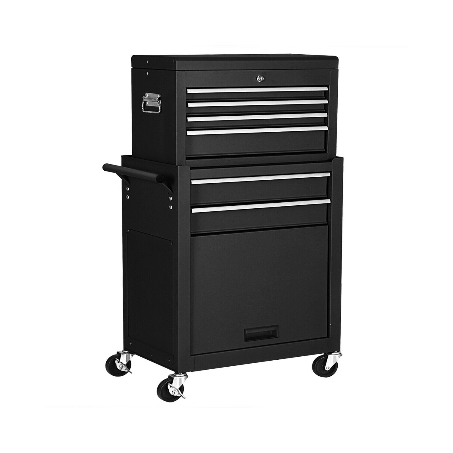 Gymax 2 in 1 Rolling Cabinet Storage Chest Box Garage Toolbox Organizer w/ 6 Drawers