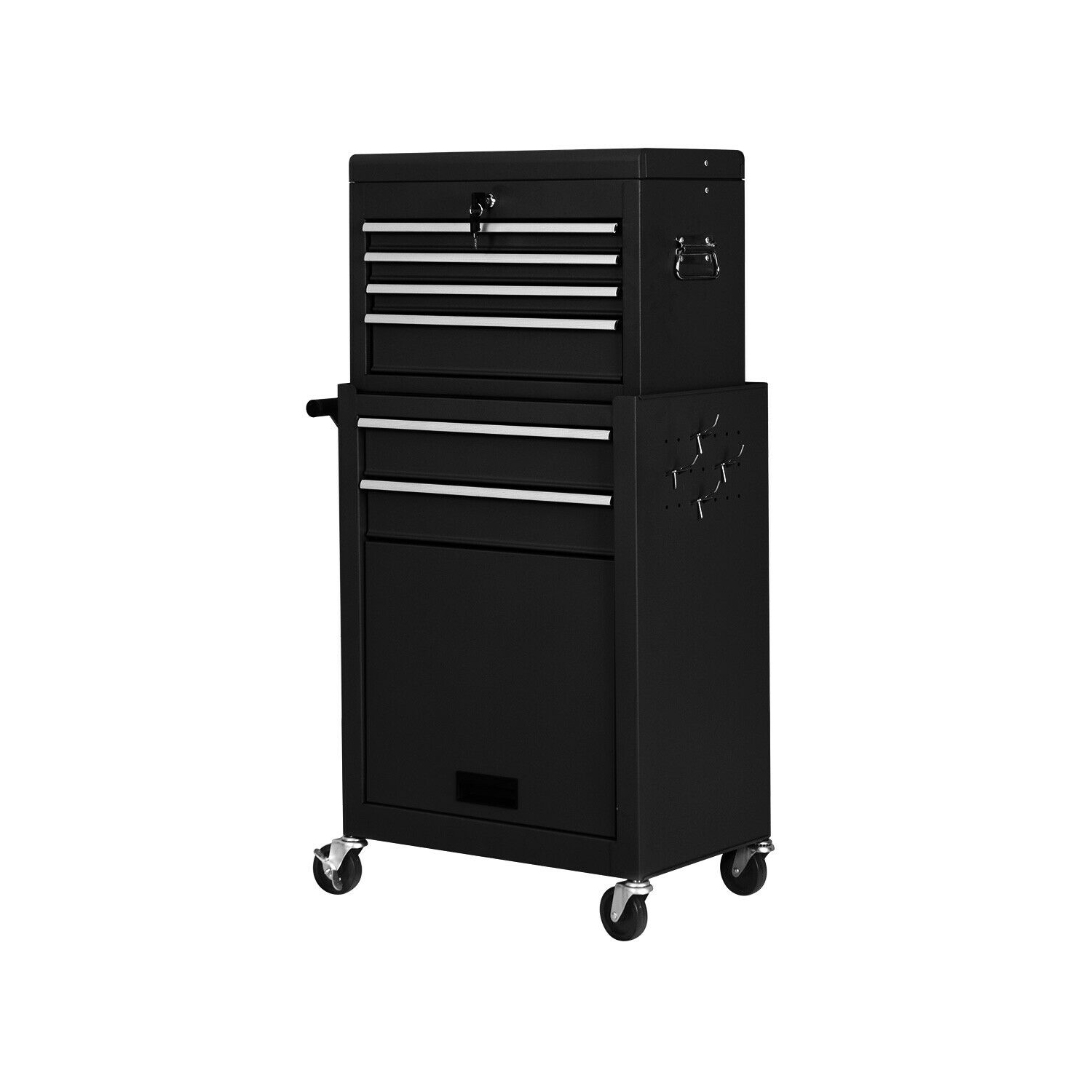 Gymax 2 in 1 Rolling Cabinet Storage Chest Box Garage Toolbox Organizer w/ 6 Drawers