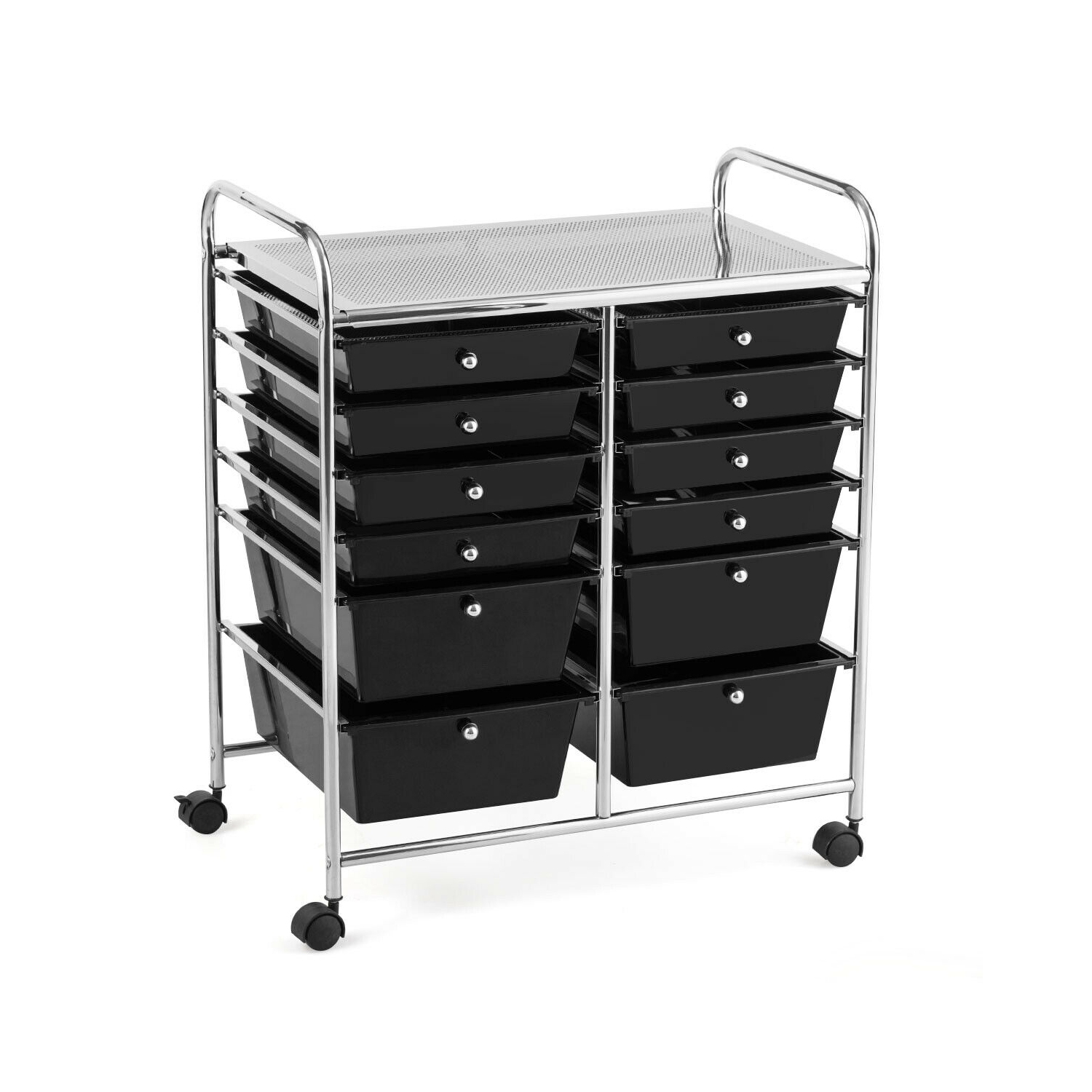 Gymax Office Rolling Cart 12 Storage Drawer Studio Organizer Bins Scrapbook Paper Black
