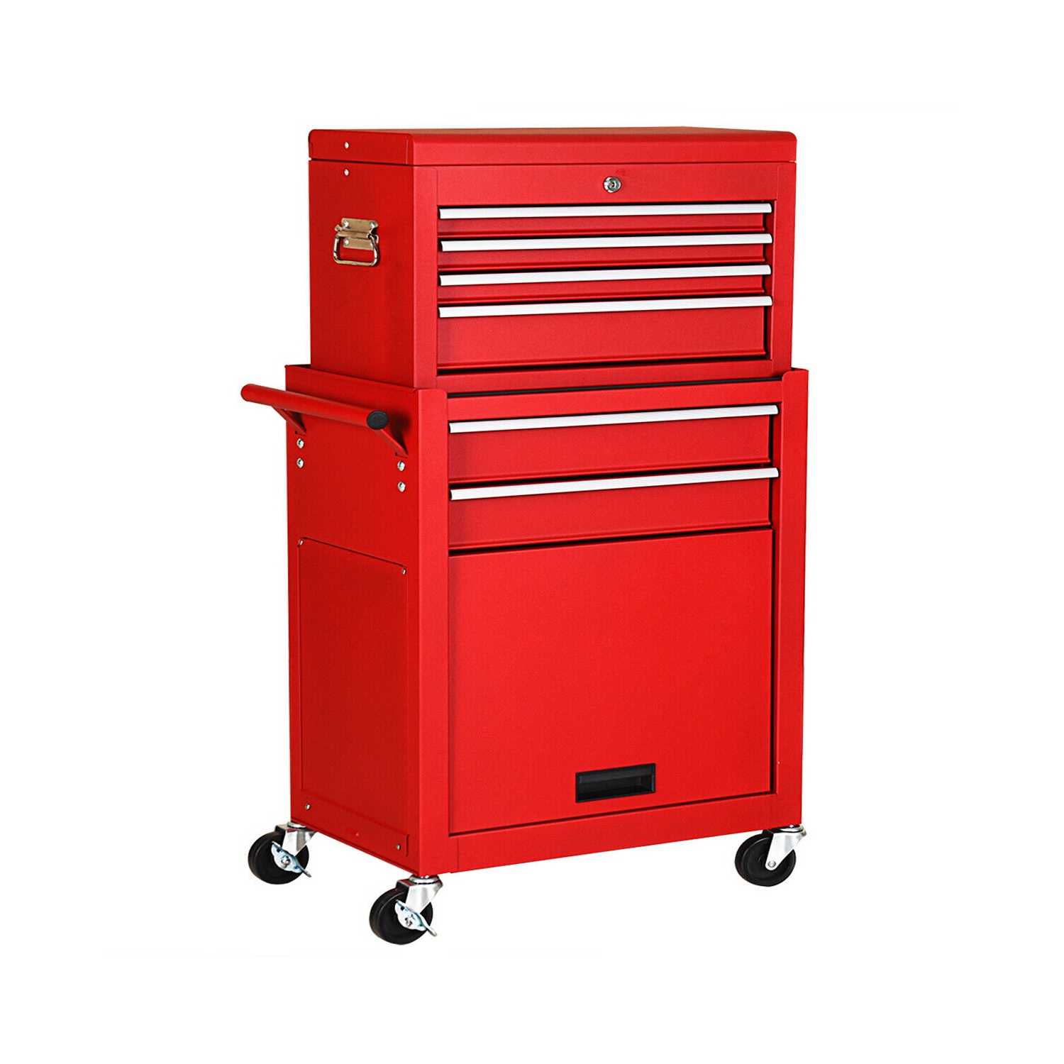 Gymax 2 in 1 Rolling Cabinet Storage Chest Box Garage Toolbox Organizer w/ 6 Drawers