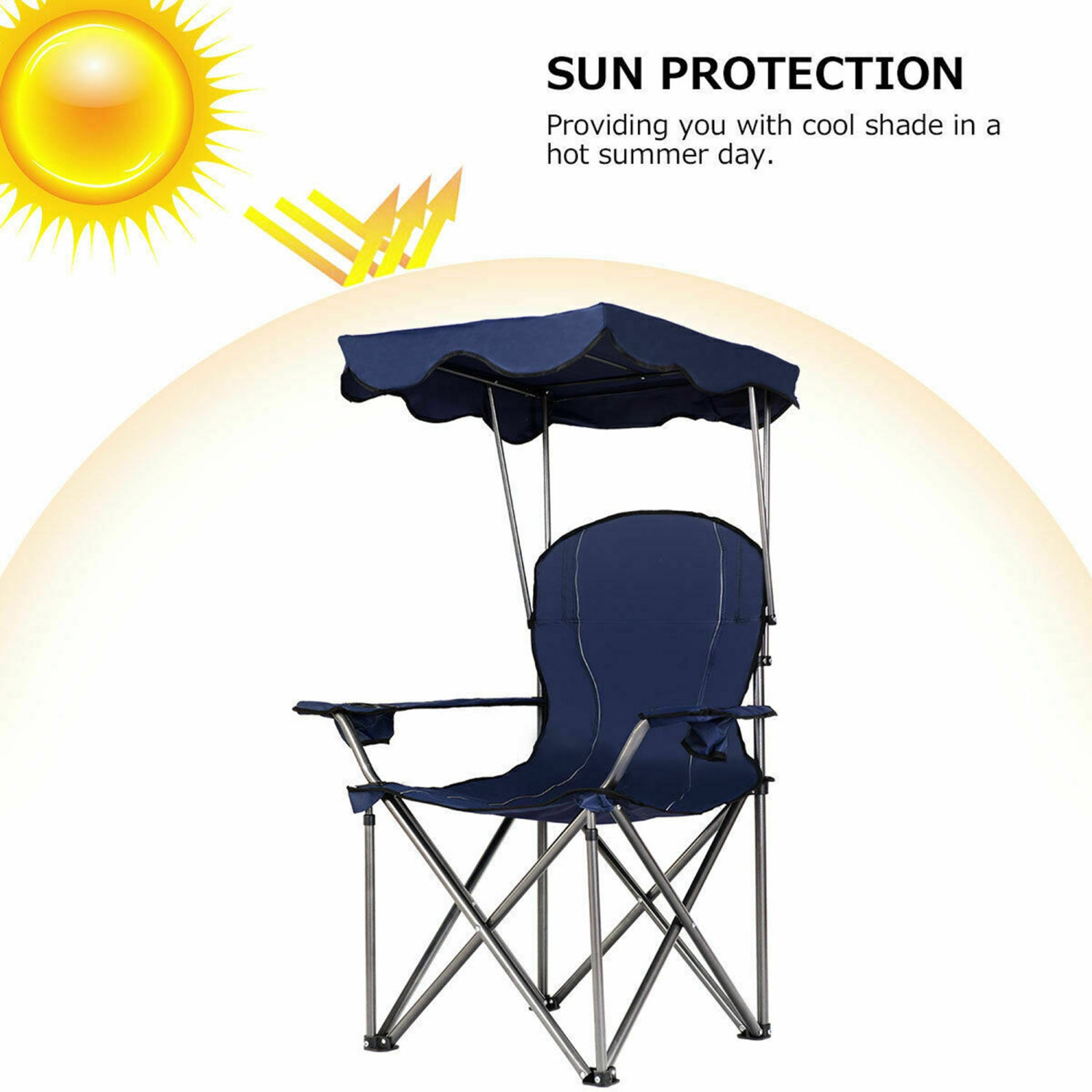 Gymax Folding Canopy Camping Chair Portable Beach Chair w/ Carrying Bag