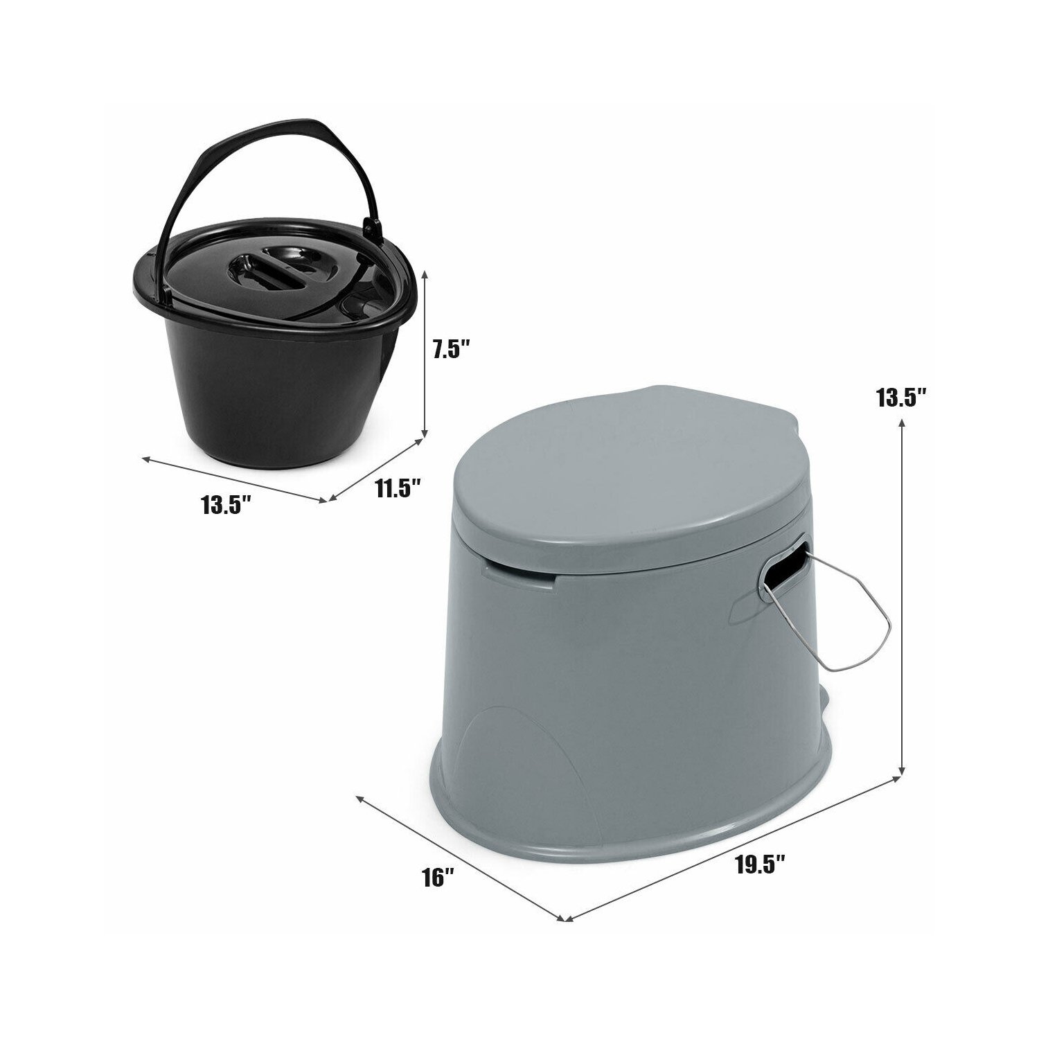 Gymax Portable Travel Toilet Indoor Outdoor W/Paper Holder Camping Hiking Boating