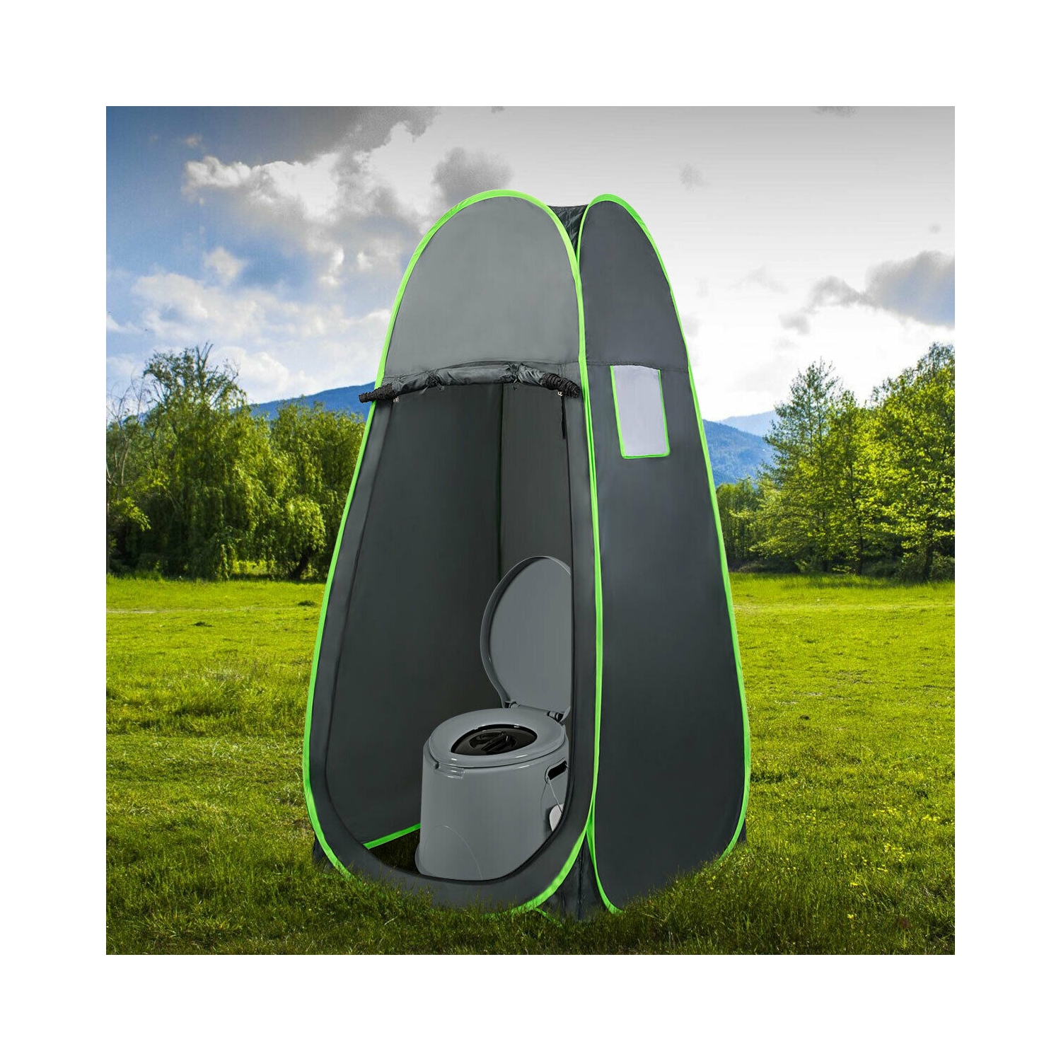 Gymax Portable Travel Toilet Indoor Outdoor W/Paper Holder Camping Hiking Boating