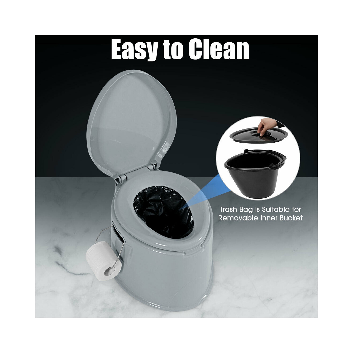 Gymax Portable Travel Toilet Indoor Outdoor W/Paper Holder Camping Hiking Boating