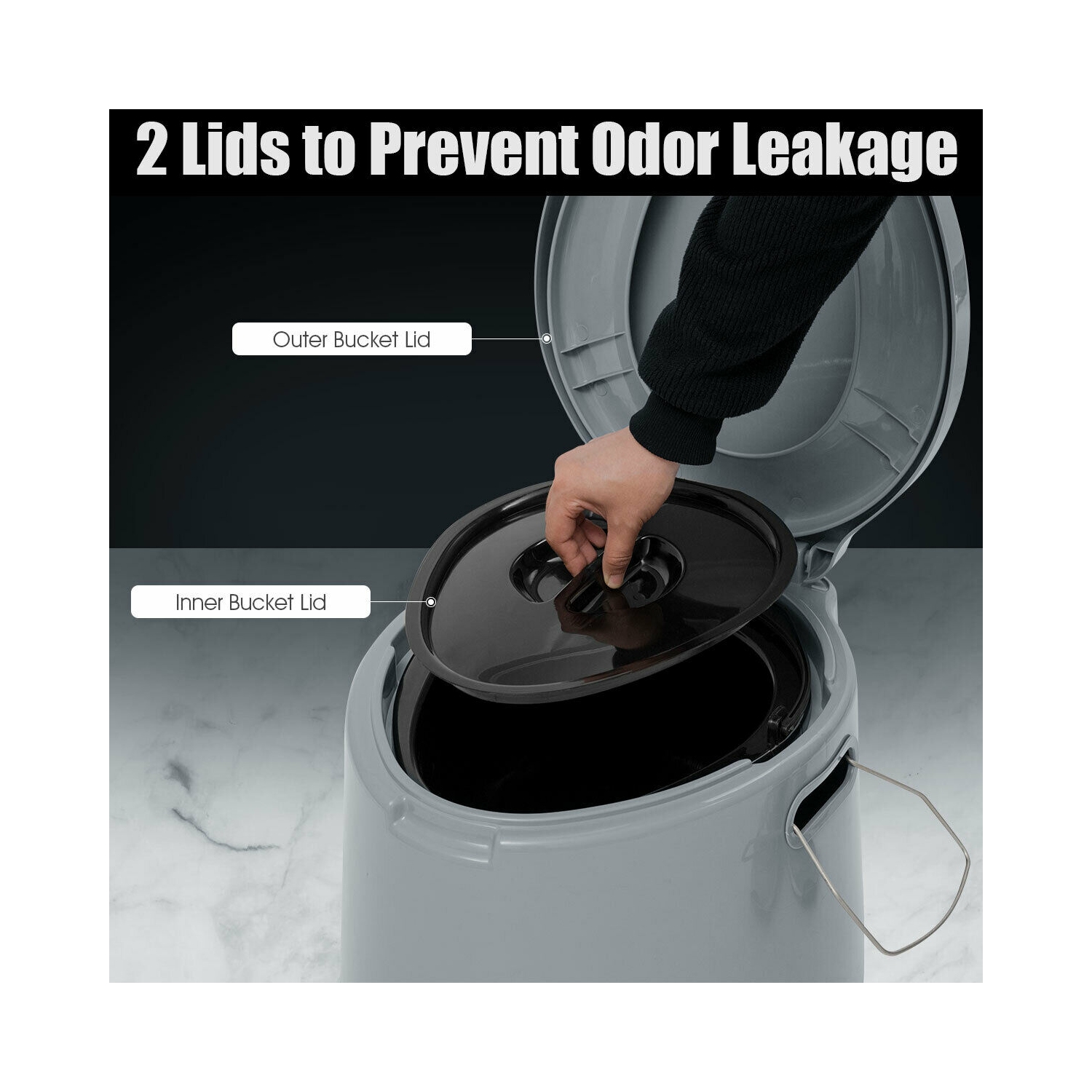 Gymax Portable Travel Toilet Indoor Outdoor W/Paper Holder Camping Hiking Boating