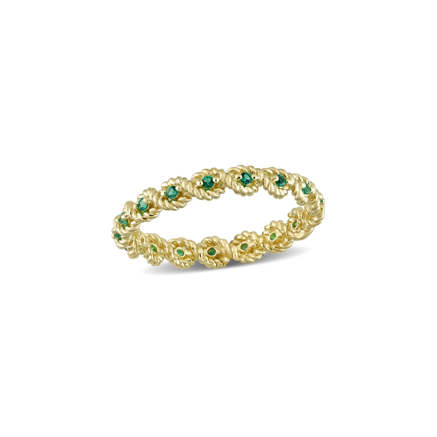1/6 Carat Lab-Created Emerald Eternity Band Ring in 10K Yellow Gold