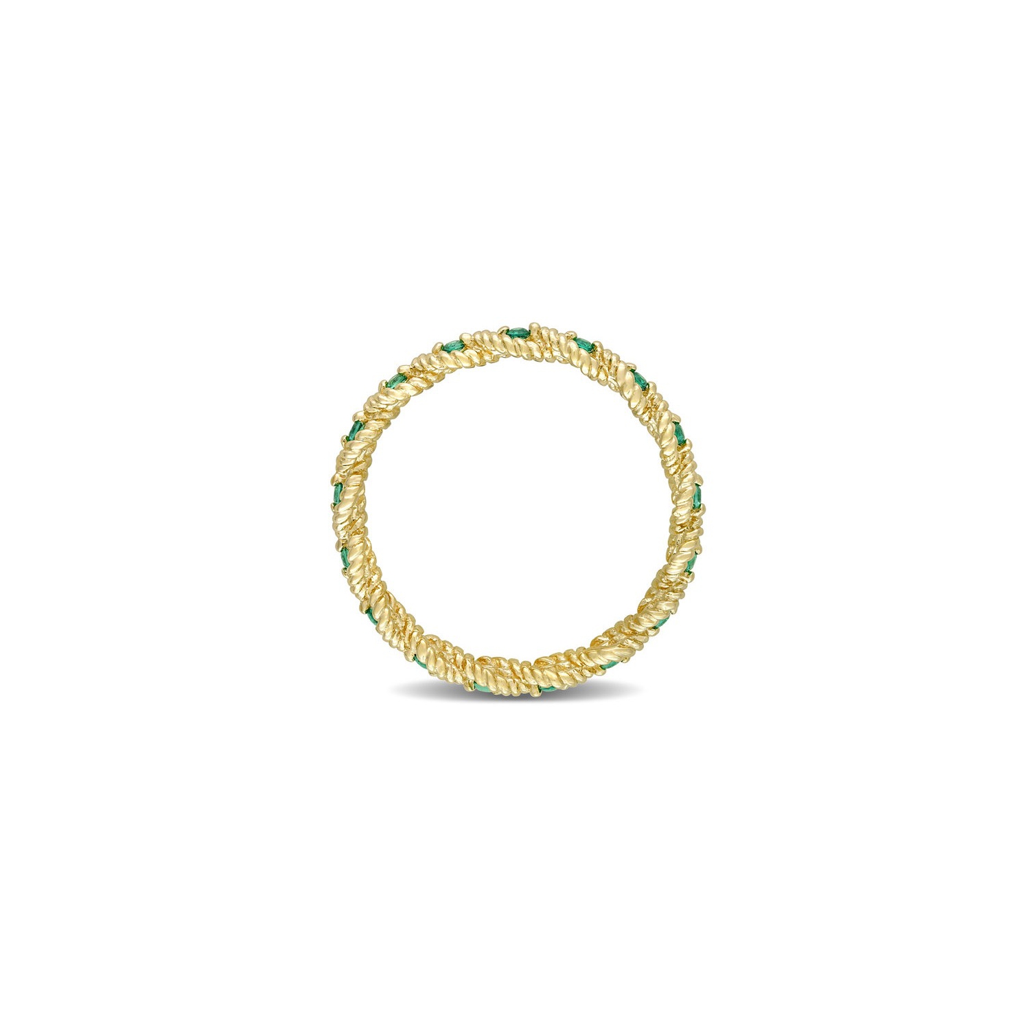 1/6 Carat Lab-Created Emerald Eternity Band Ring in 10K Yellow Gold