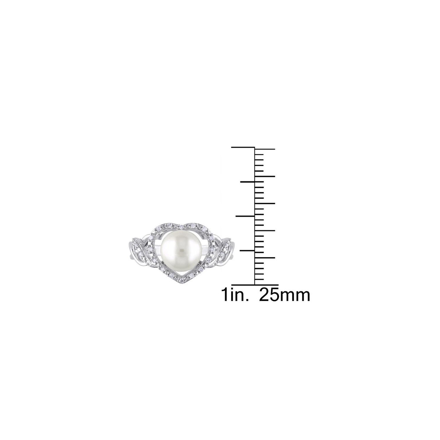 8-8.5mm White Freshwater Cultured Pearl Heart Ring in Sterling Silver