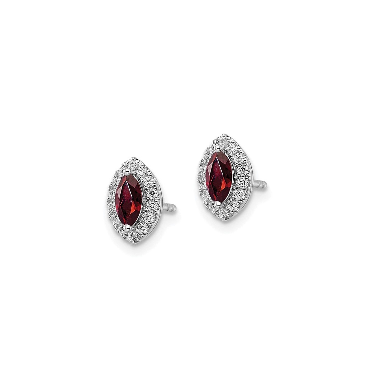 1/2 Carat Garnet Halo Earrings in 14K White Gold Earrings with Lab-Grown Diamonds