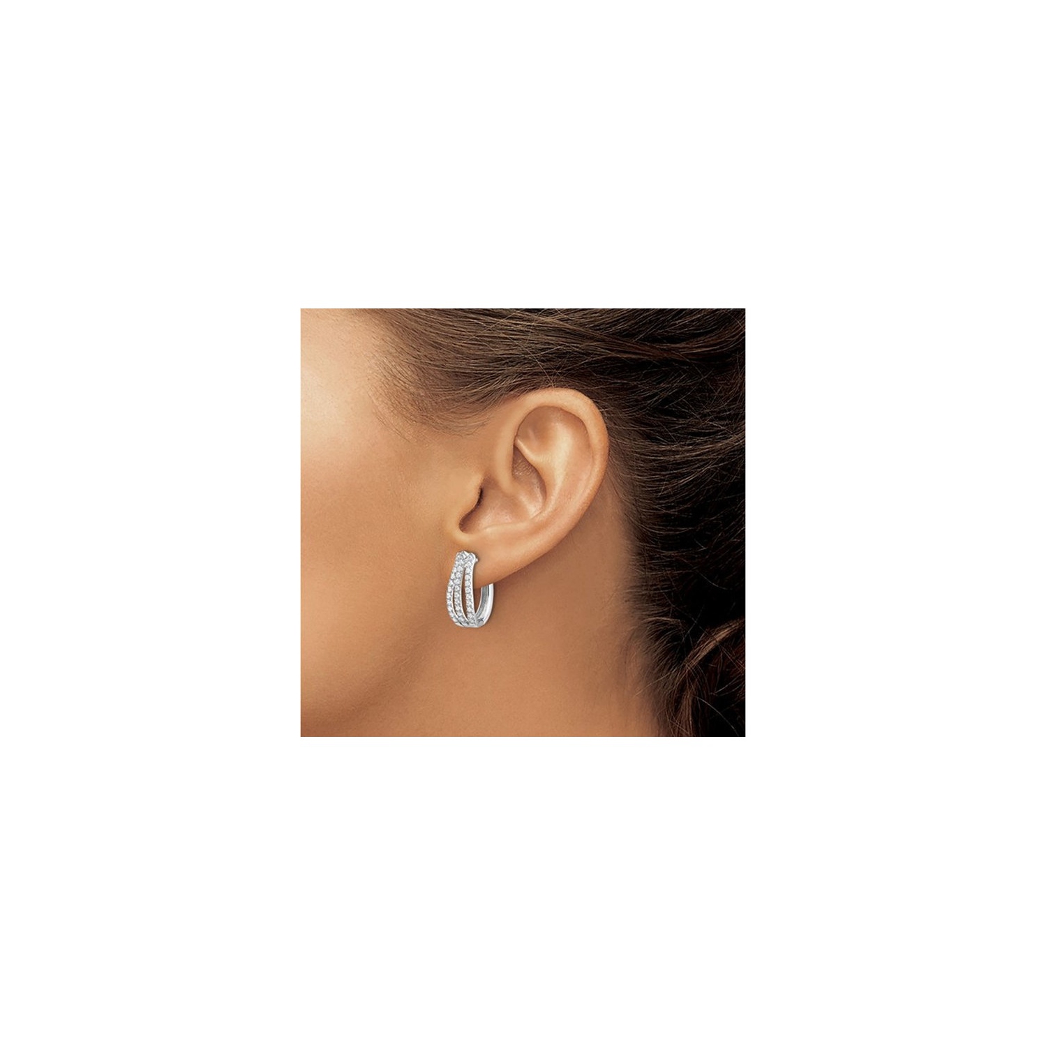 1.00 Carat Lab-Grown Diamond Hoop Earrings in 14K White Gold