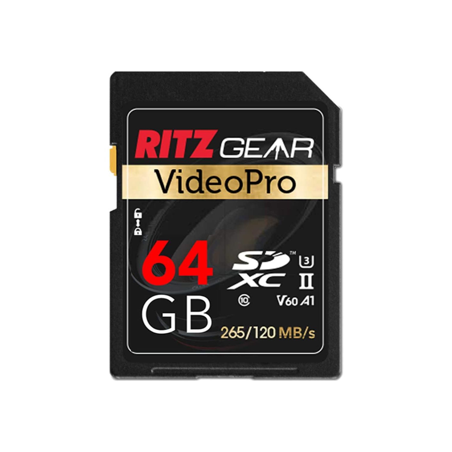 RITZ GEAR Video Pro SD Card, Extreme Performance UHS-II 64GB SD Card, SDXC Memory Card U3 V60 A1