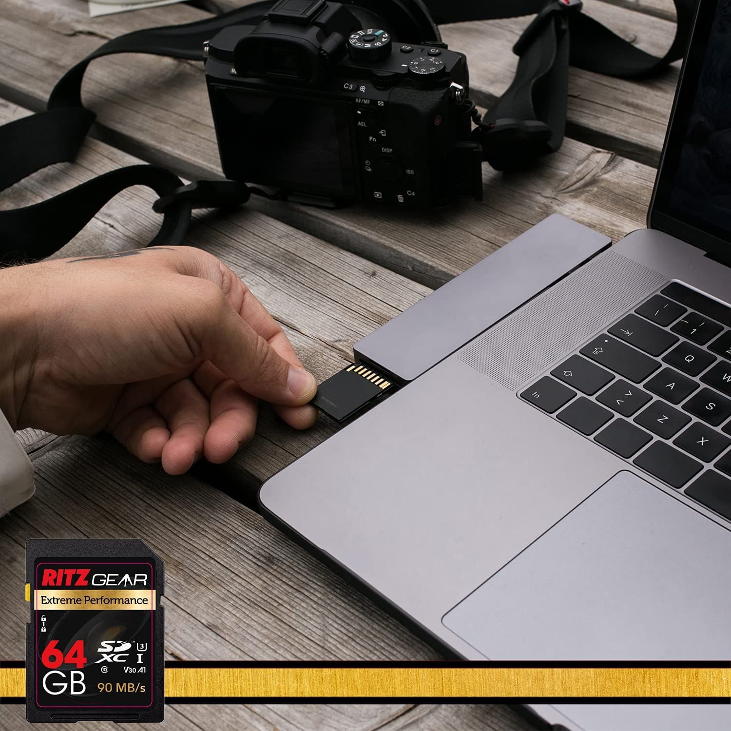 RITZ GEAR – Carte SD Video Pro, carte SD Extreme performance UHS-II de 64 Go, carte mémoire SDXC U3 V60 A1