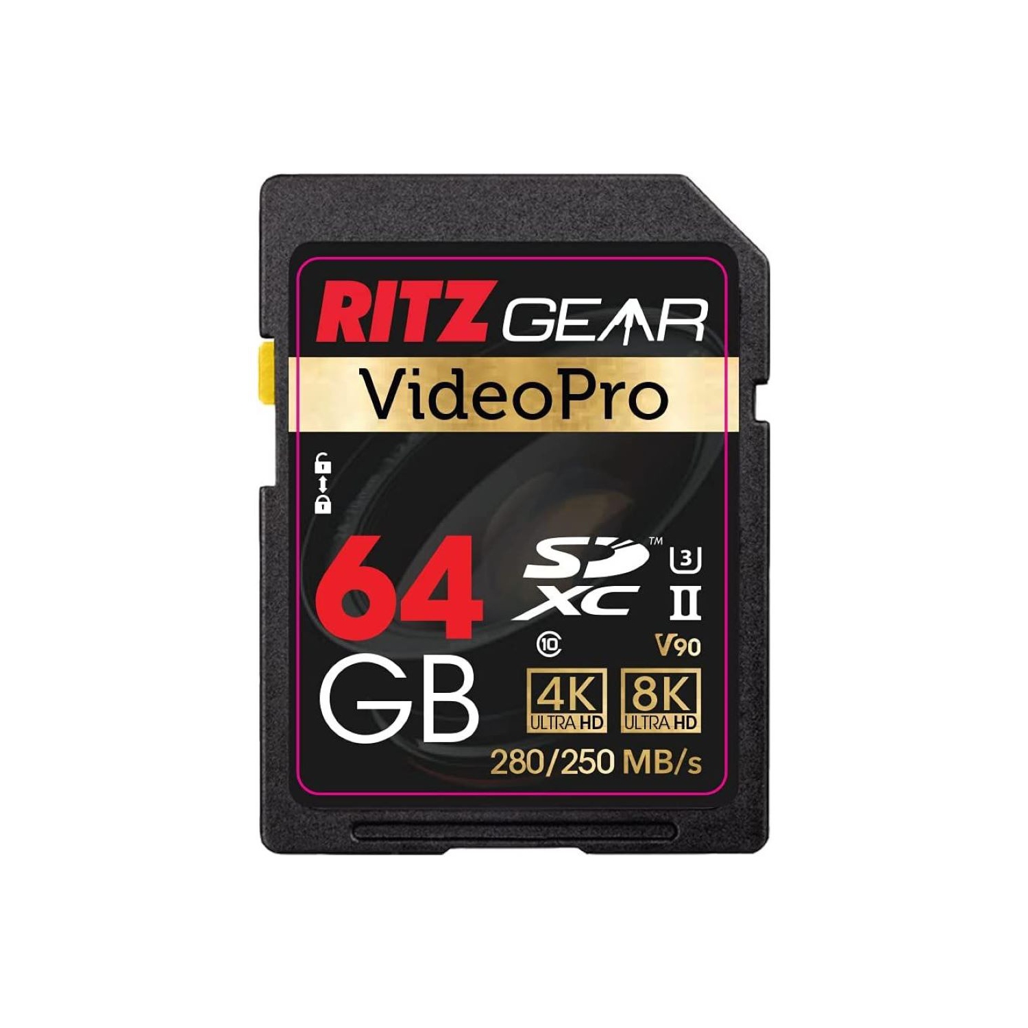 RITZ GEAR Video Pro Extreme Performance Professional SD Card UHS-II 64GB SDXC Memory Card U3 V90 A1