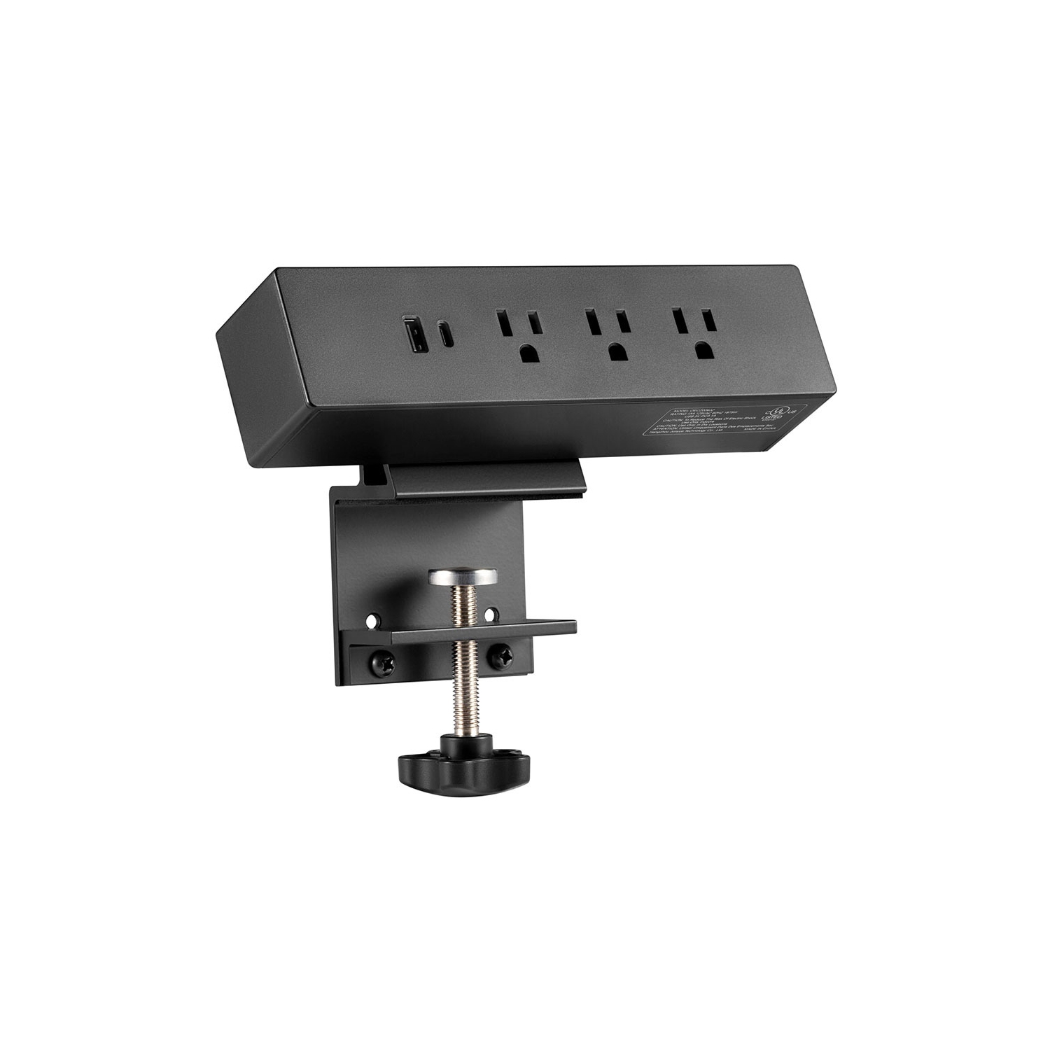 MotionGrey – barre d’alimentation avec pince de bureau, parasurtenseur de bureau, barre d’alimentation avec pince de bureau, port USB-C, 3 prises,