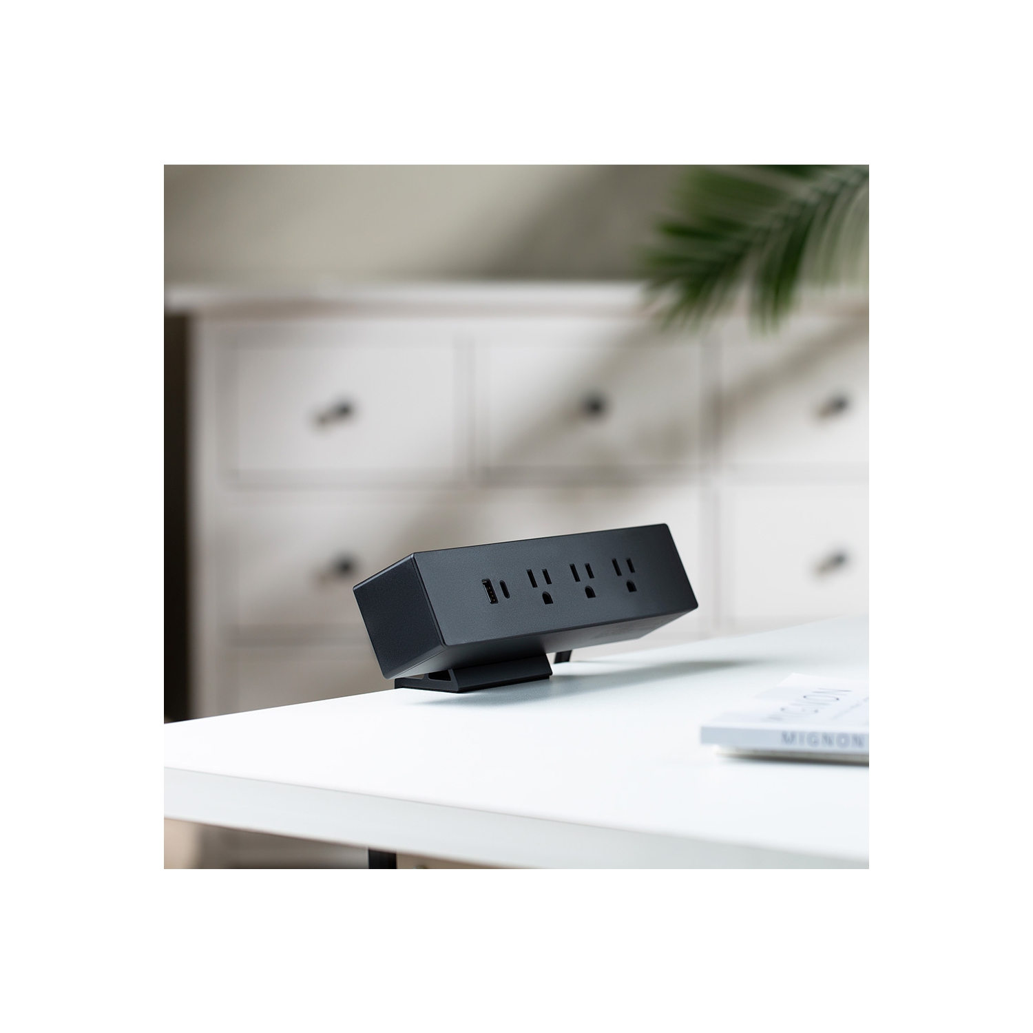 MotionGrey – barre d’alimentation avec pince de bureau, parasurtenseur de bureau, barre d’alimentation avec pince de bureau, port USB-C, 3 prises,