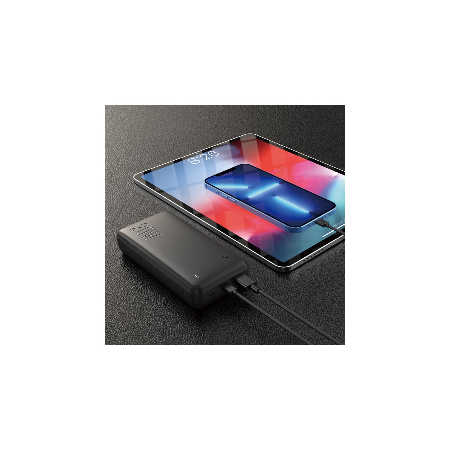 Chargeur de batterie externe micro USB-C PD 20 W + chargeur portable USB-C QC3,0 W de 20000 mAh et DEL pour tablettes iPad de Samsung de