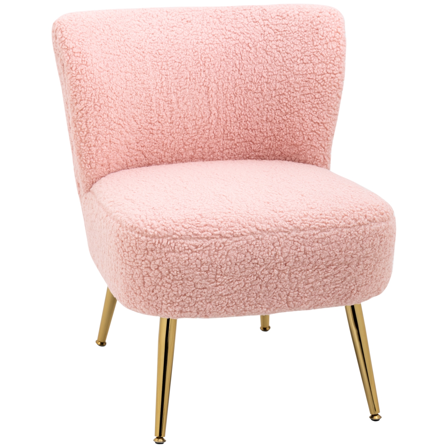 HOMCOM – Chaise-coiffeuse moderne sans accoudoirs avec pattes en acier doré pour la chambre à coucher et le salon, rose