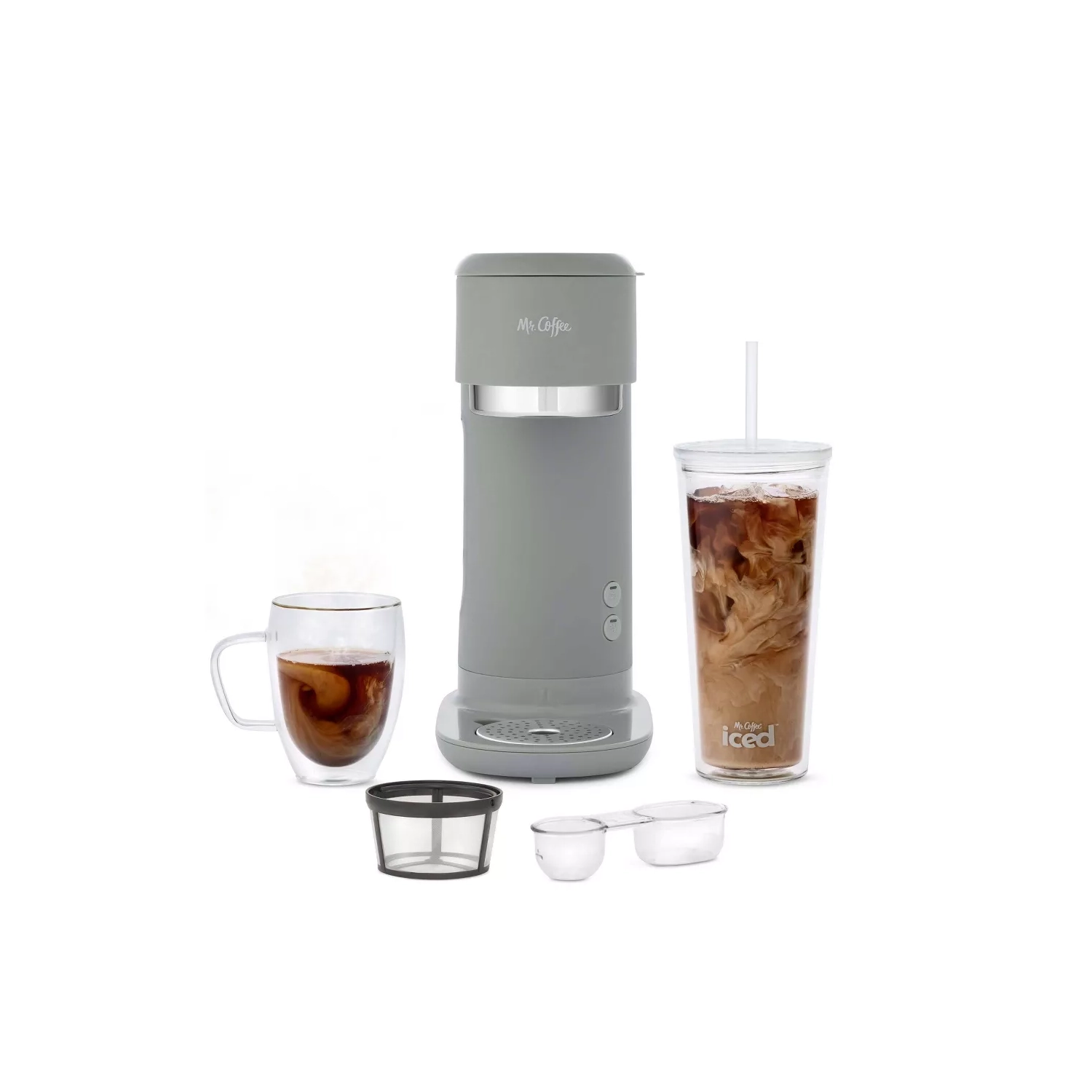 Mr. Coffee Single-Serve Iced et chaleur chaude avec gobelet réutilisable et filtre en nylon