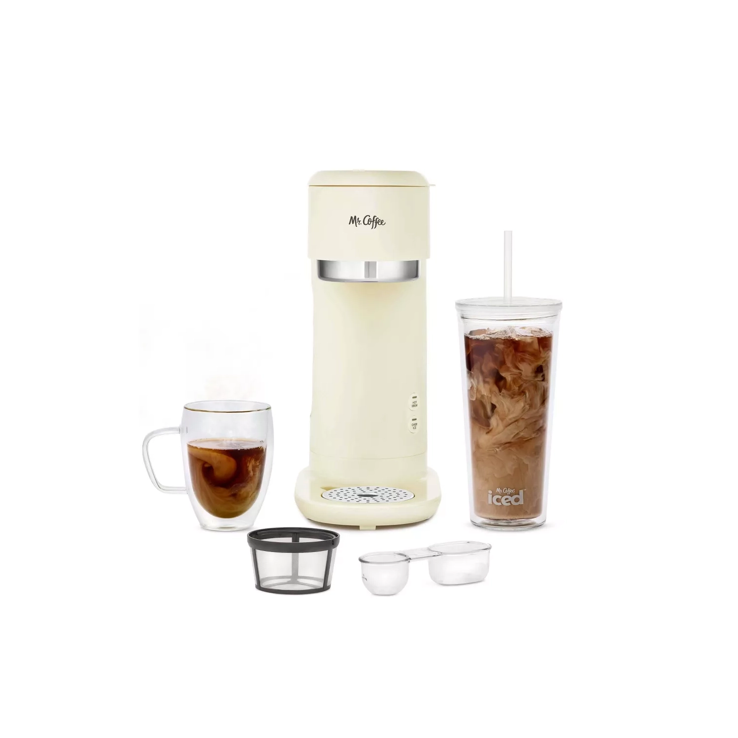 Mr. Coffee Single-Serve Iced et chaleur chaude avec gobelet réutilisable et filtre en nylon