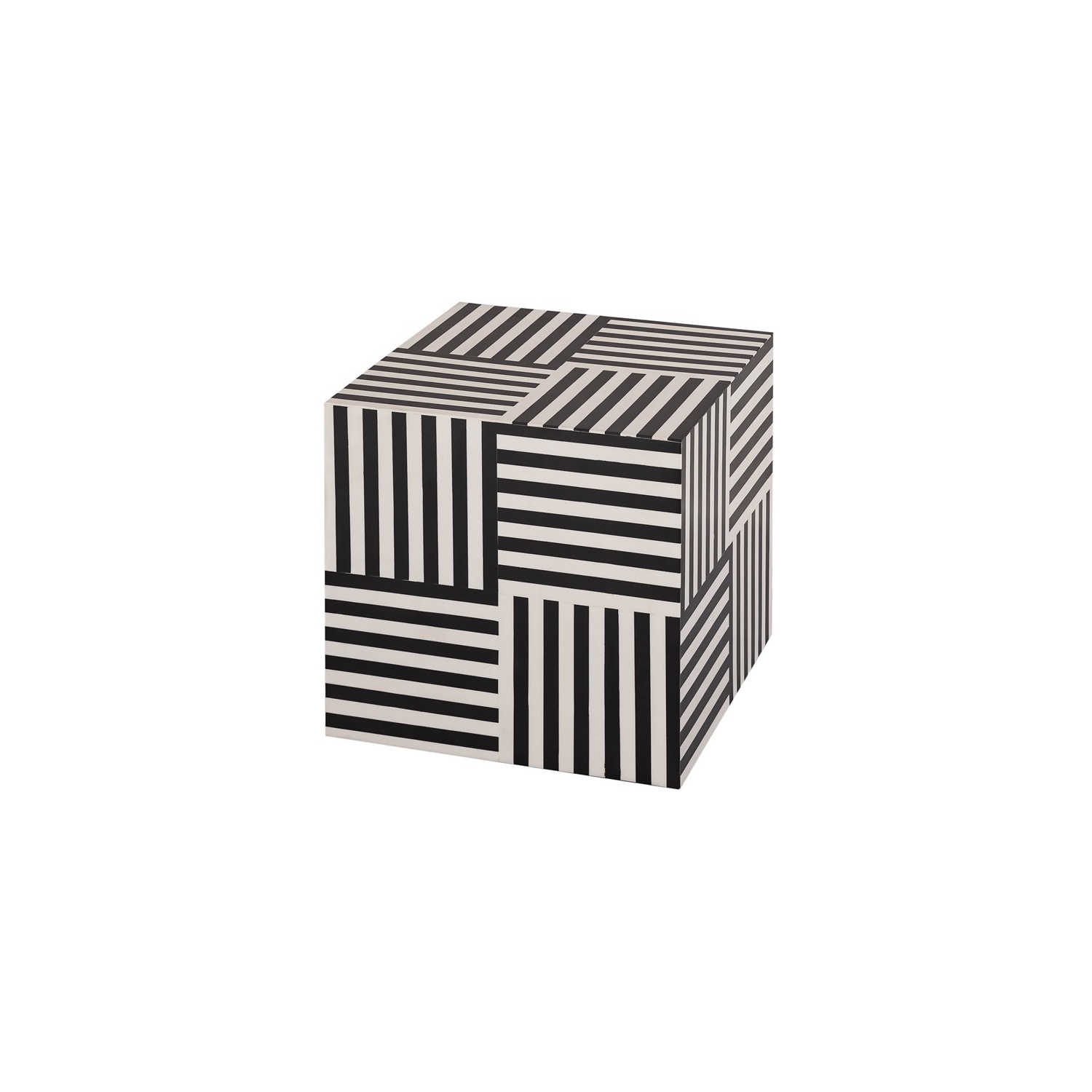 TOV – Table d’appoint en bois MDF de style transitionnel Cube de 15 haut., noir/blanc