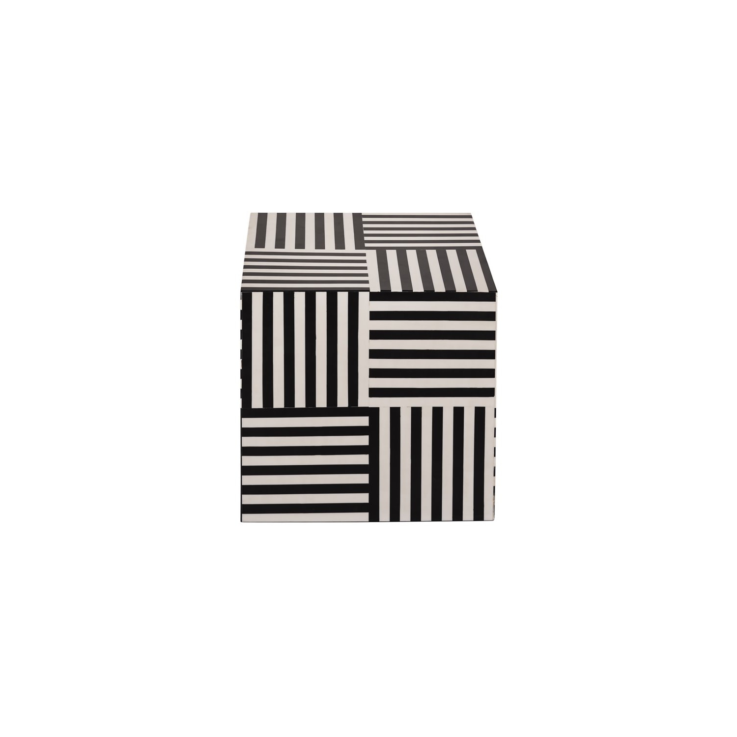 TOV – Table d’appoint en bois MDF de style transitionnel Cube de 15 haut., noir/blanc