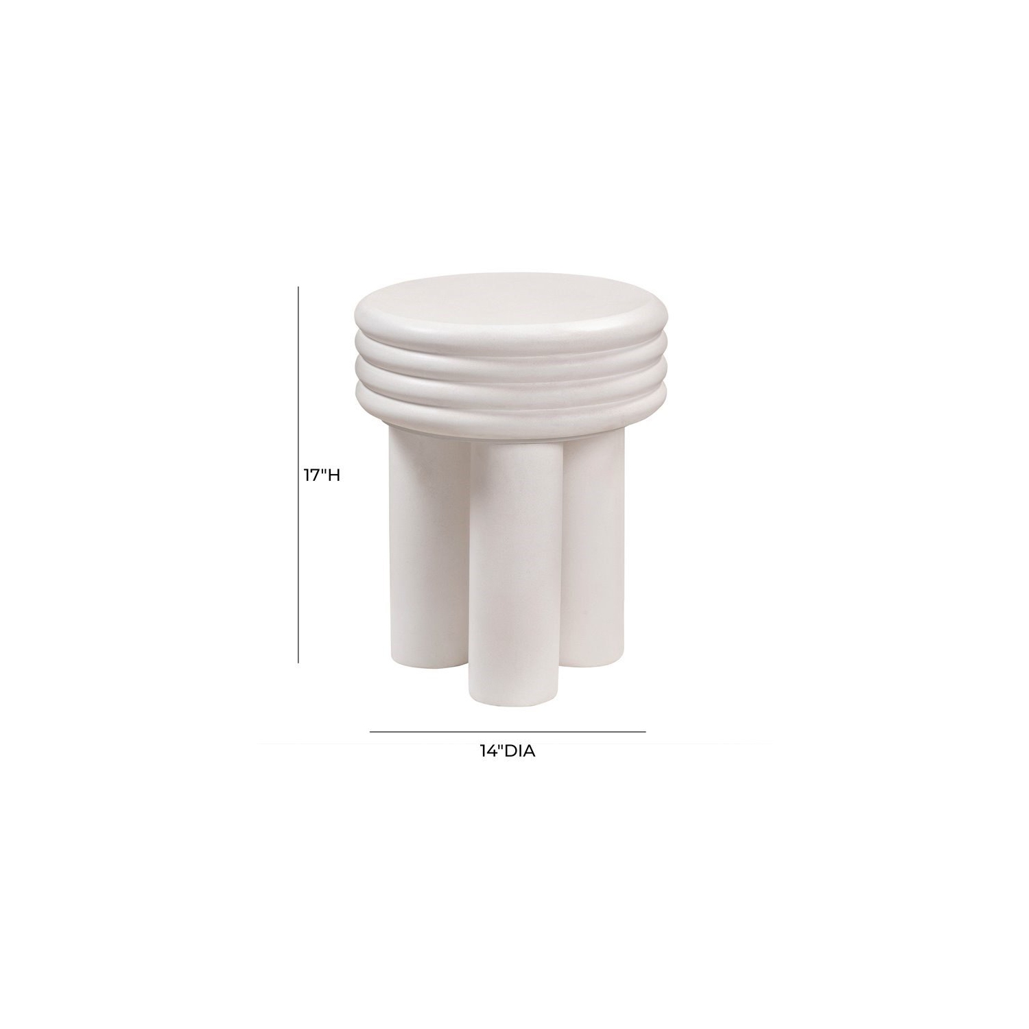 TOV Furniture Delta 17"H Transitional Concrete Stone Side Table in Ivory