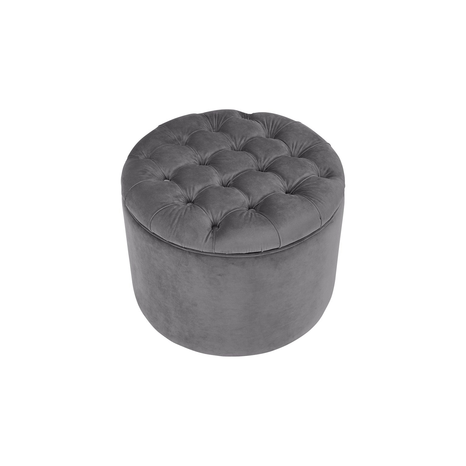 Pouf de rangement transitionnel en velours de 16 po de hauteur de TOV Furniture, grand lit, gris