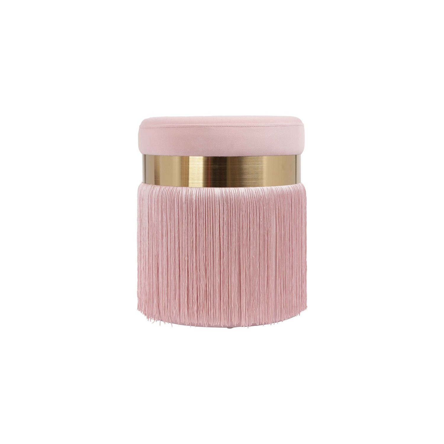 TOV Furniture Melody 16.3"H Transitional Velvet and MDF Ottoman in Blush Pink