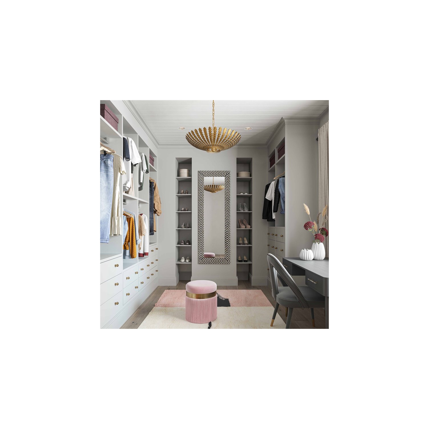 TOV Furniture Melody 16.3"H Transitional Velvet and MDF Ottoman in Blush Pink