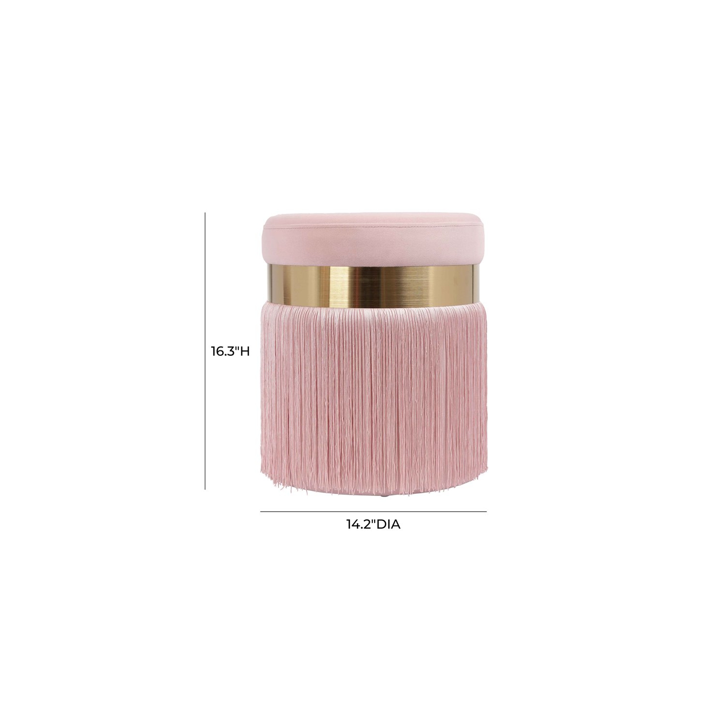 TOV Furniture Melody 16.3"H Transitional Velvet and MDF Ottoman in Blush Pink