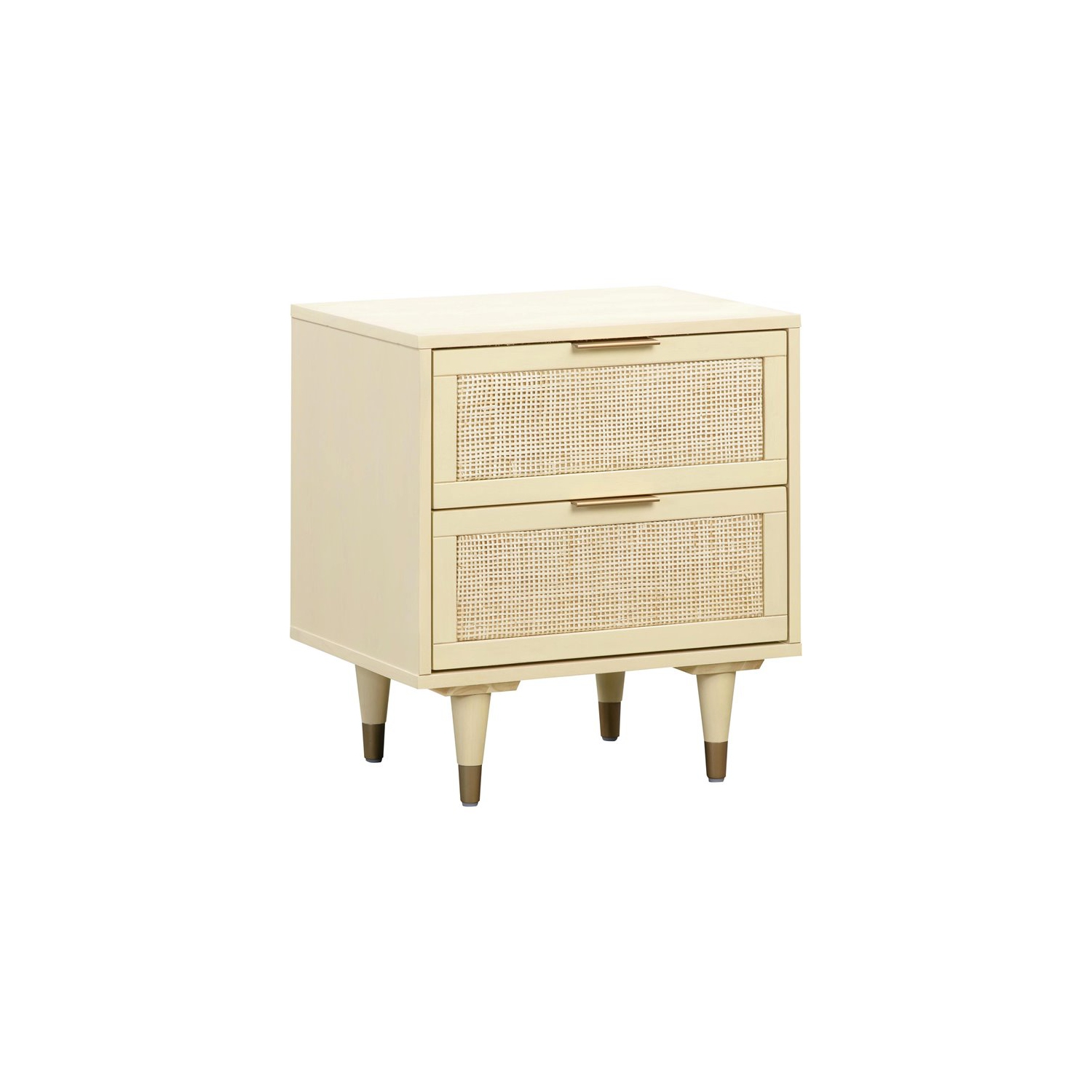 TOV Furniture Sierra 25"H Wood Nightstand in Buttermilk Cream/Antique Brass