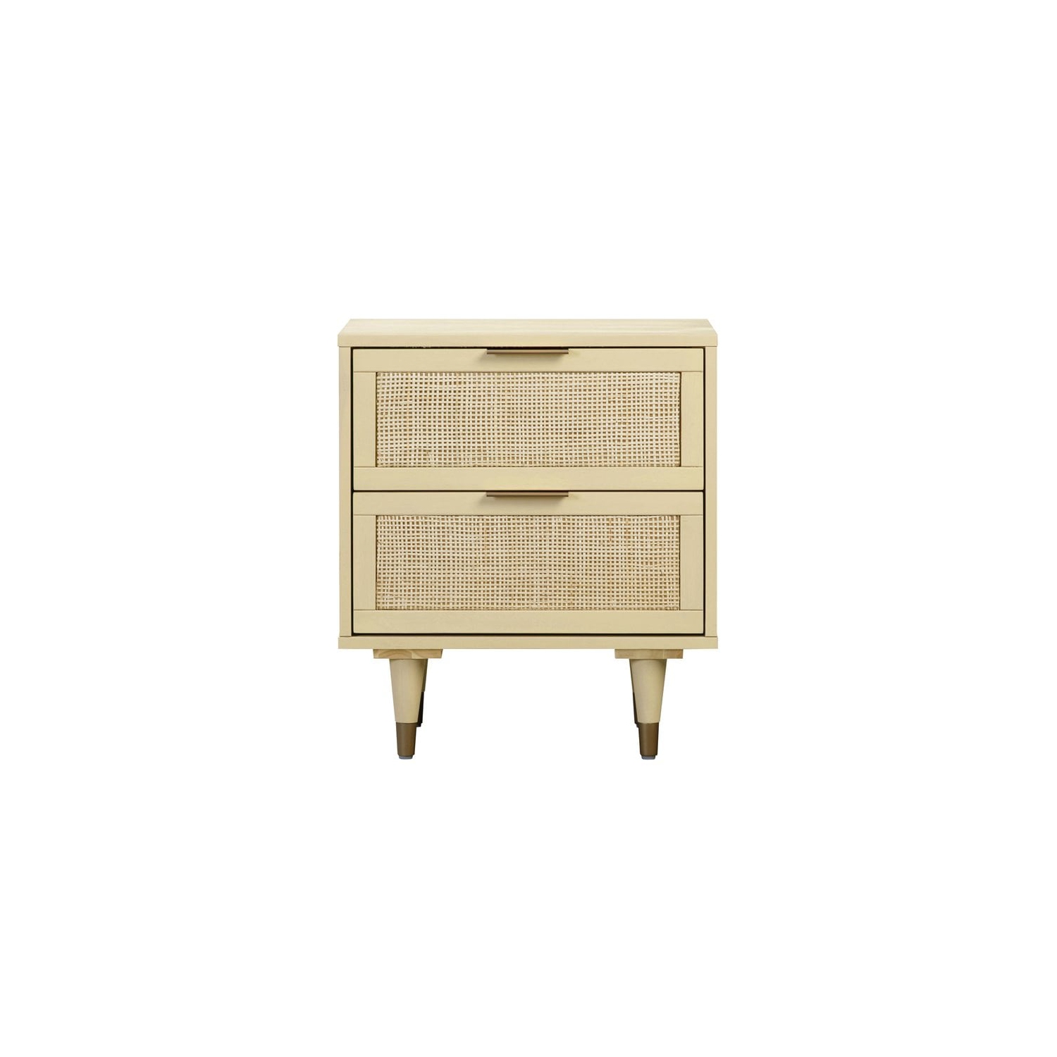 TOV Furniture Sierra 25"H Wood Nightstand in Buttermilk Cream/Antique Brass